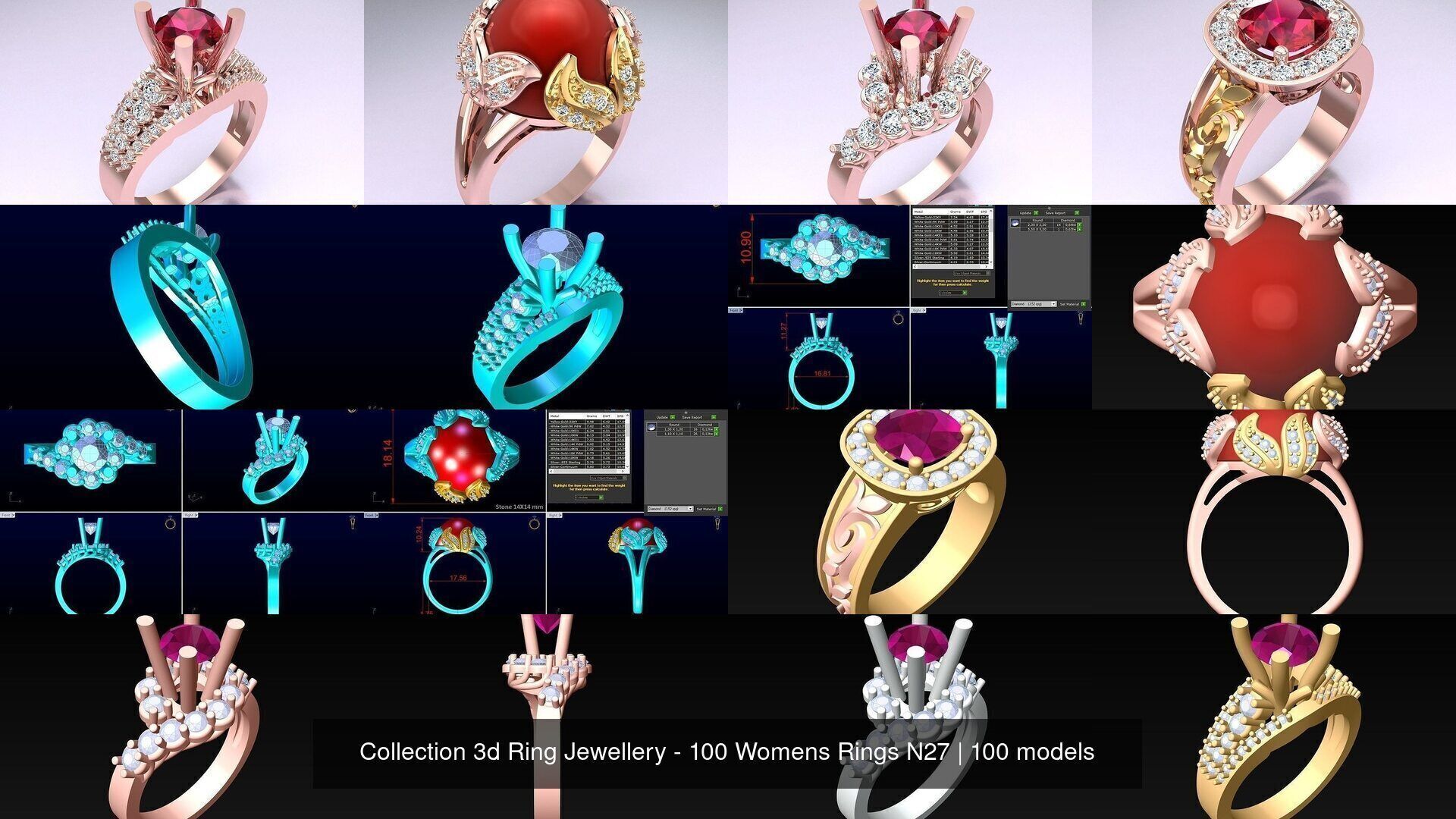 Collection 3d Ring Jewellery - 100 Womens Rings N27 _12