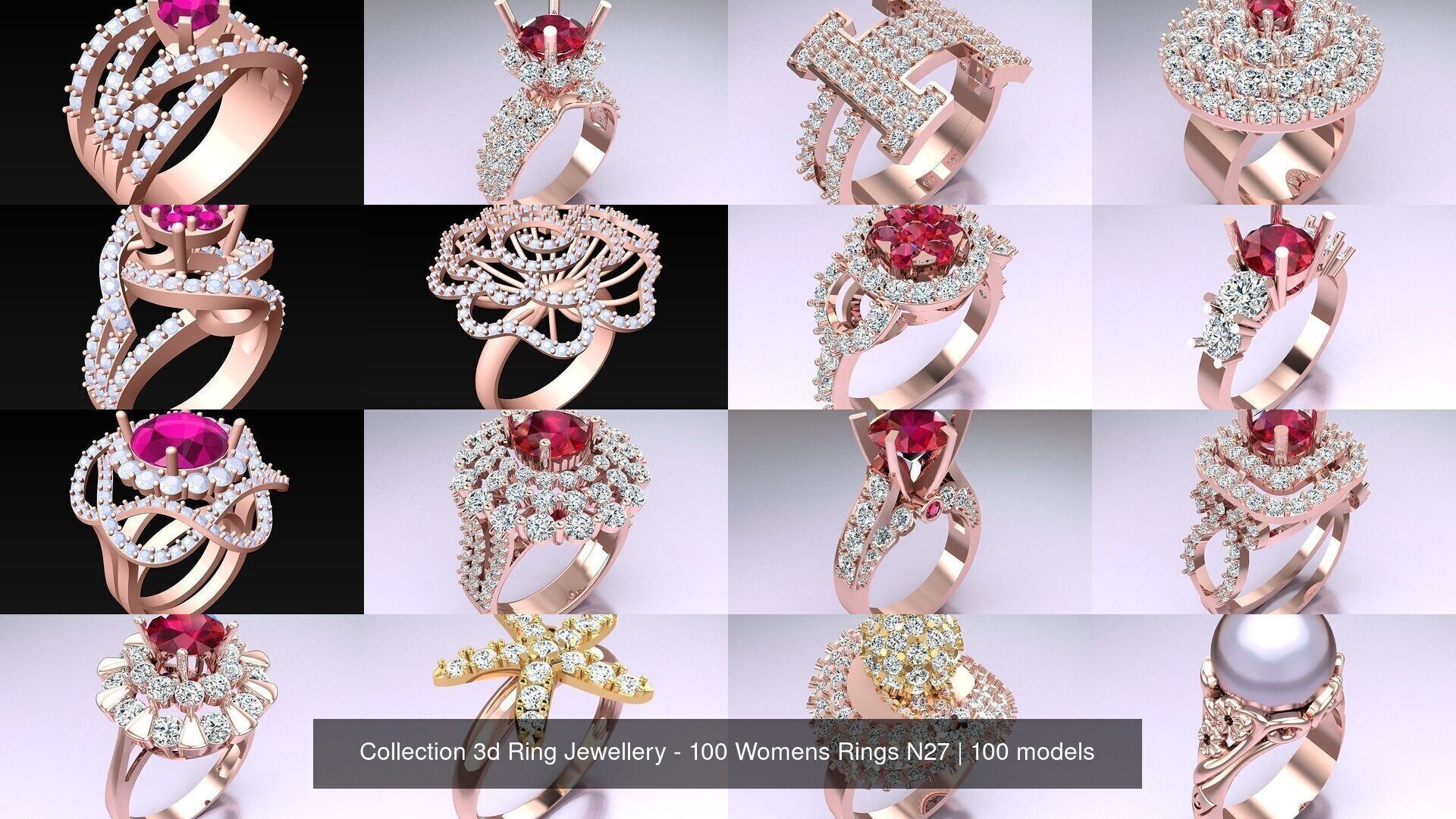 Collection 3d Ring Jewellery - 100 Womens Rings N27 _10