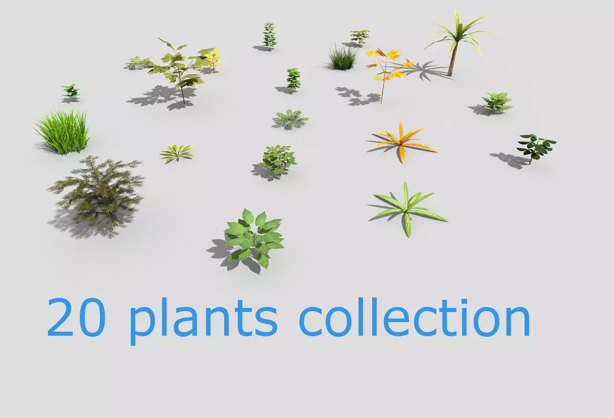 low poly foliage pack Low-poly 3D model