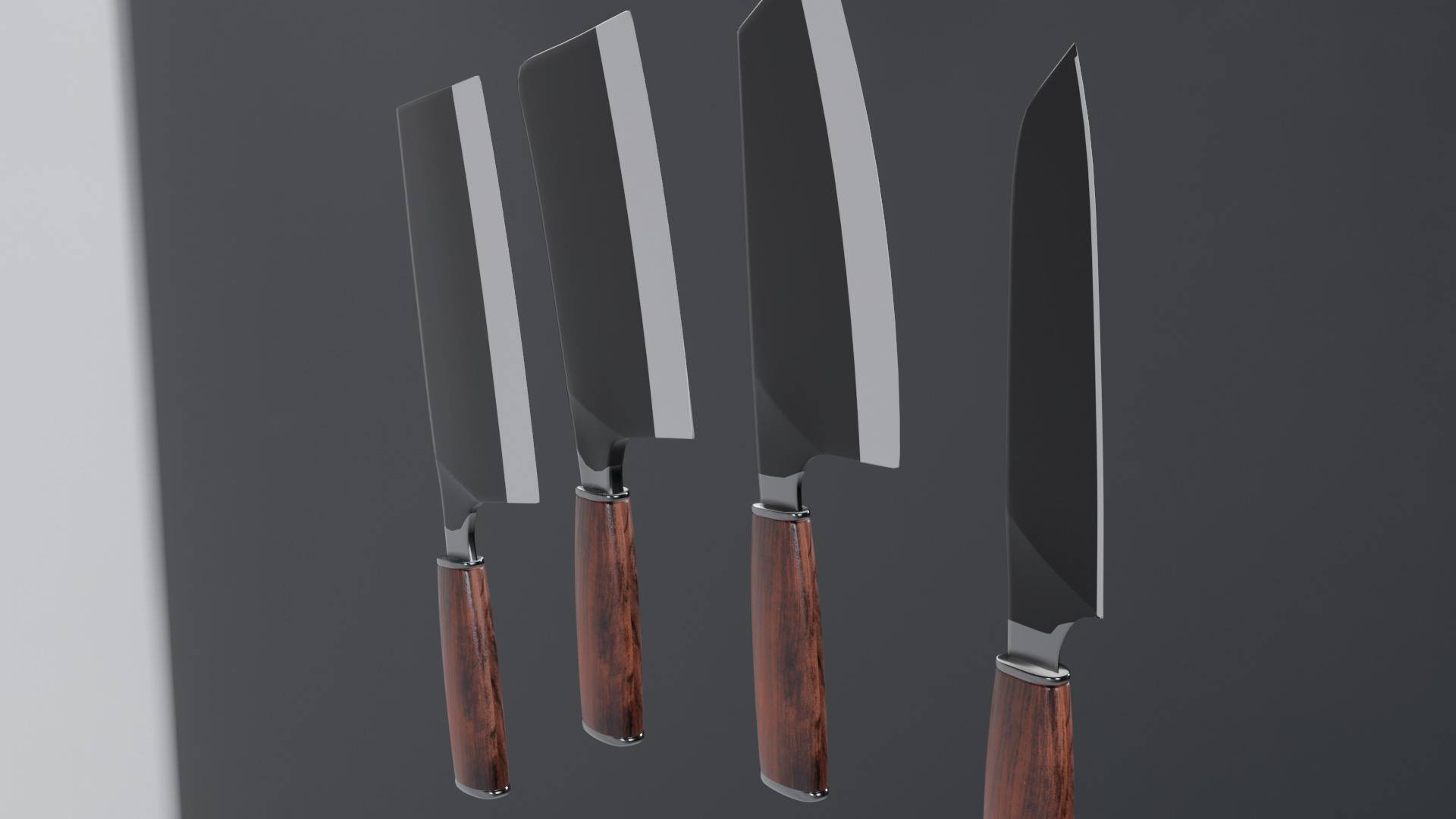 3D Kitchen Knife Set  Low-poly 3D model_2