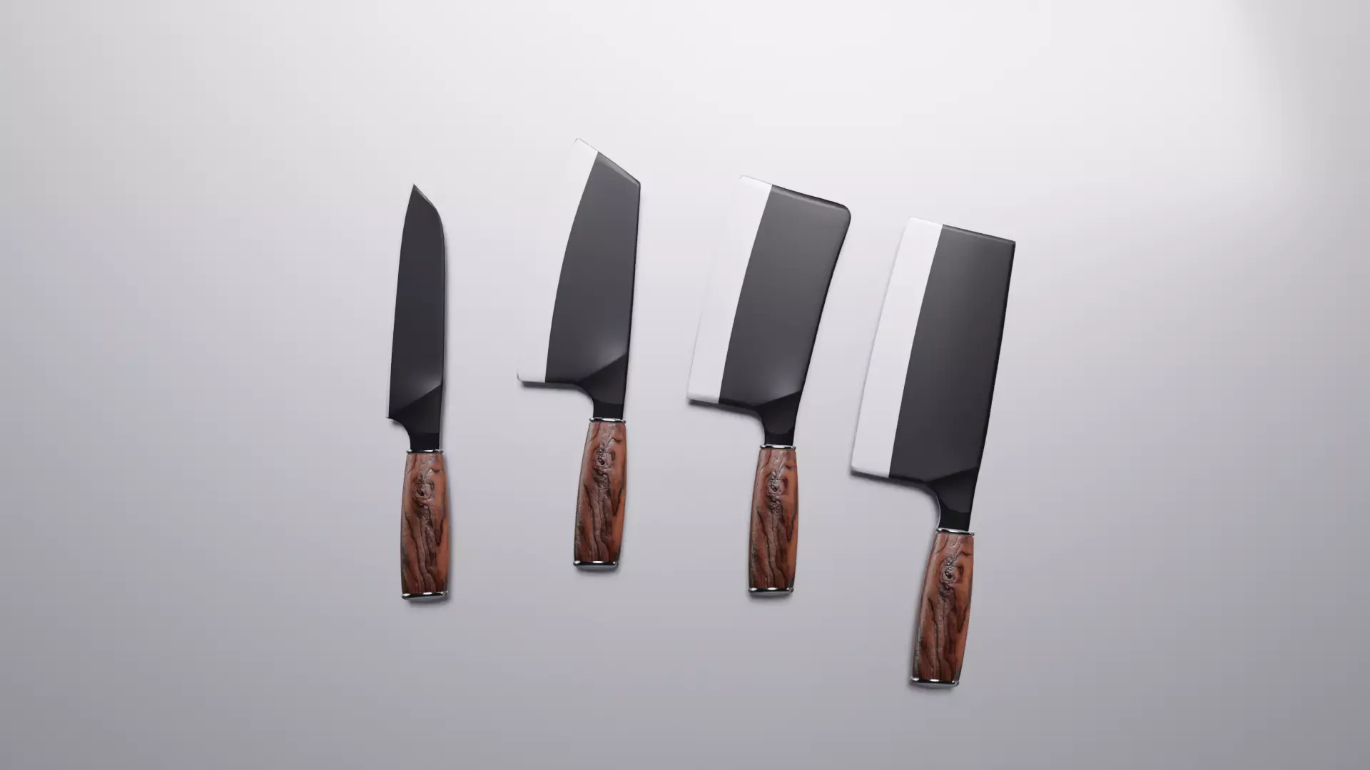 3D Kitchen Knife Set  Low-poly 3D model_0