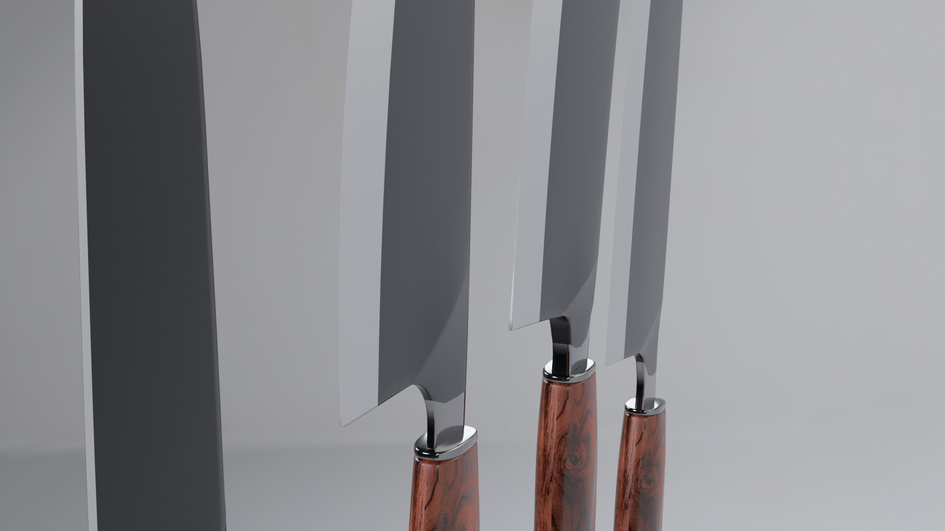 3D Kitchen Knife Set  Low-poly 3D model_4