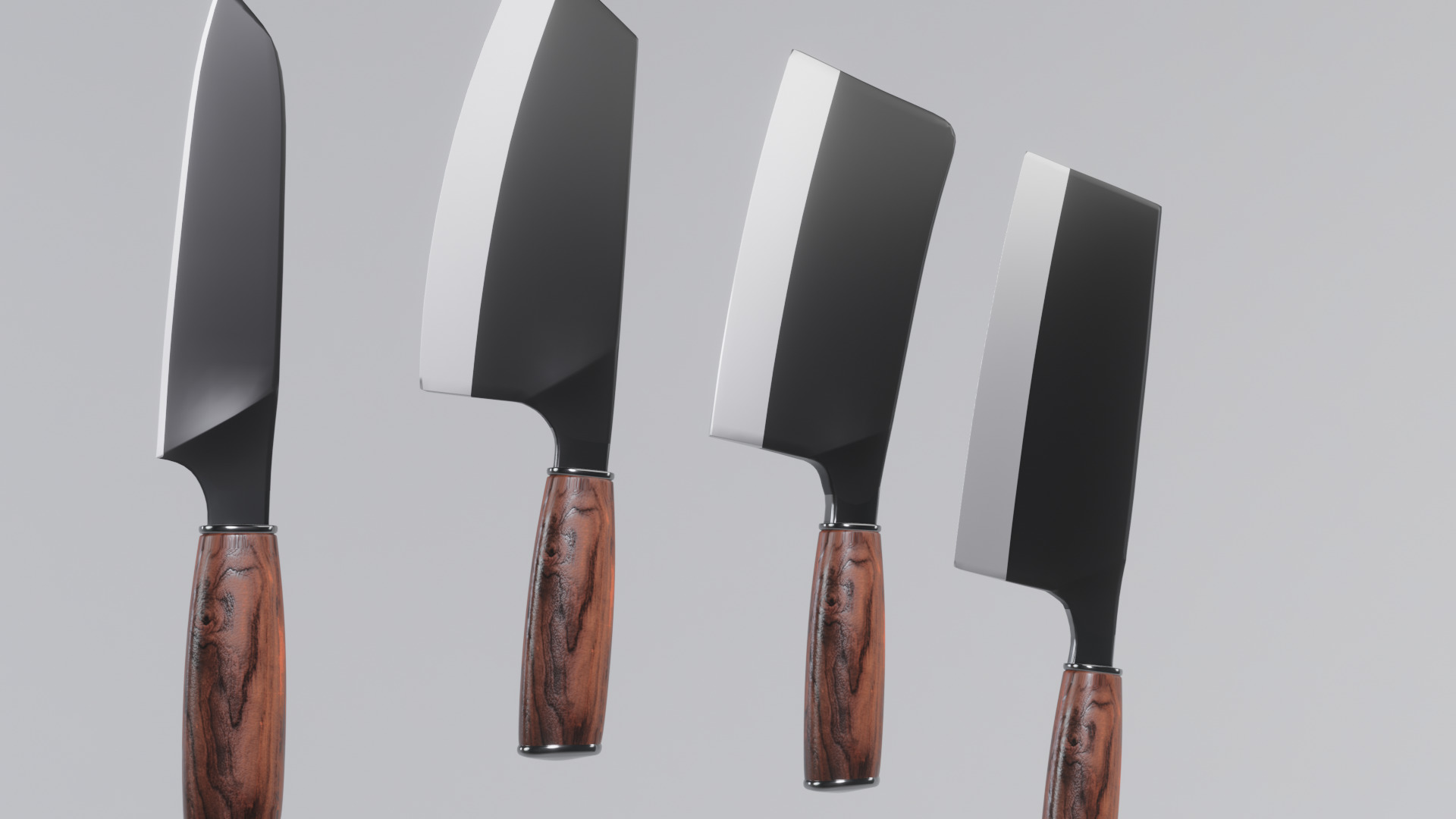 3D Kitchen Knife Set  Low-poly 3D model_1