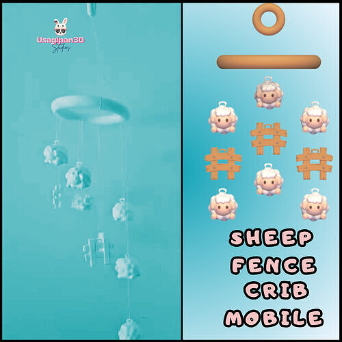 Sheep Fence Crib Mobile 3D print model