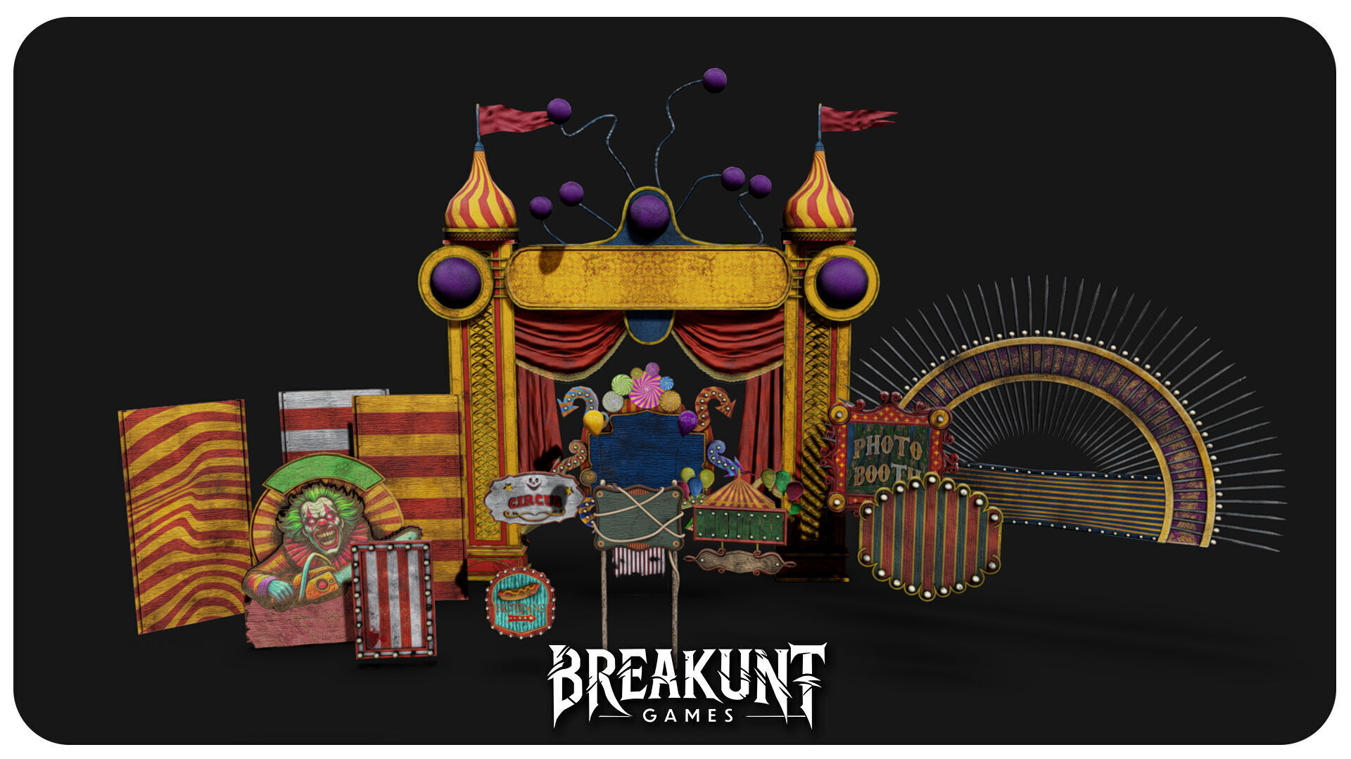 Interior Horror Circus Panels - Unreal Engine 5 3D model_1