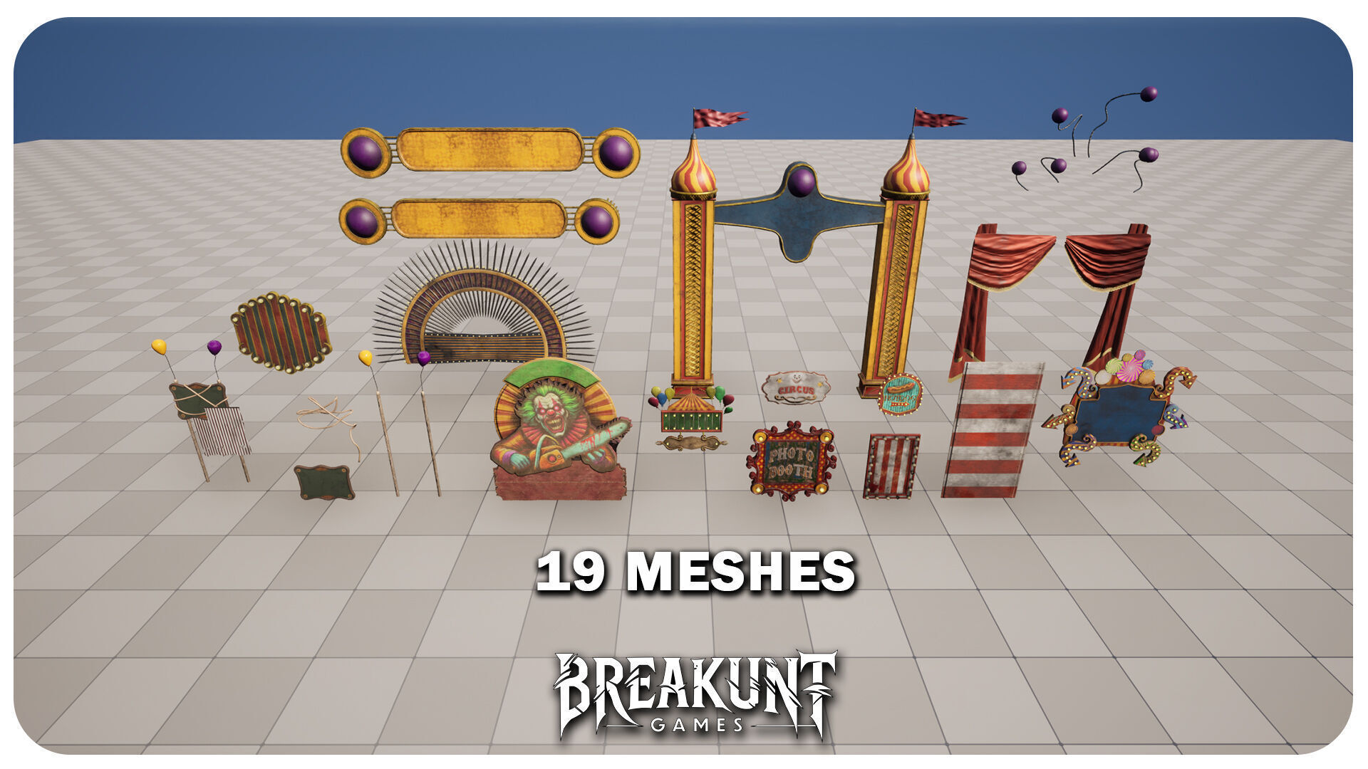 Interior Horror Circus Panels - Unreal Engine 5 3D model_11