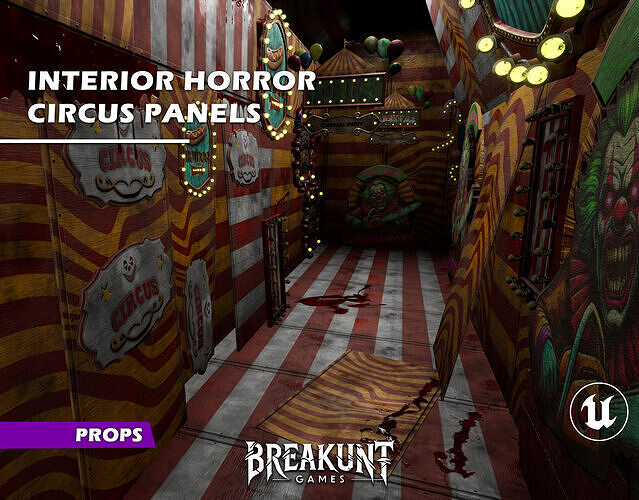 Interior Horror Circus Panels - Unreal Engine 5 3D model