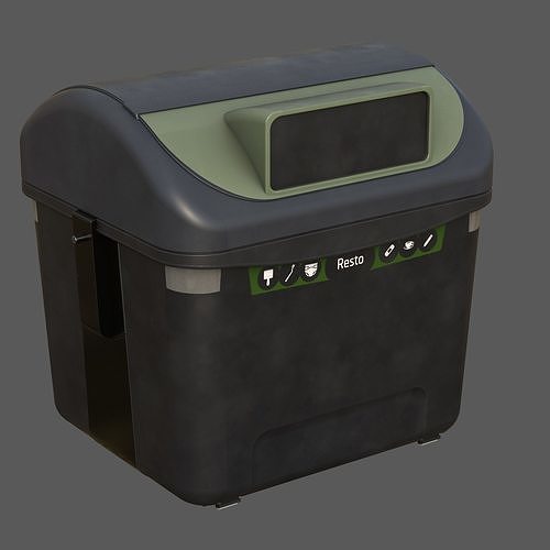 European Style Street Bin Realistic Urban Trash Container  3D model