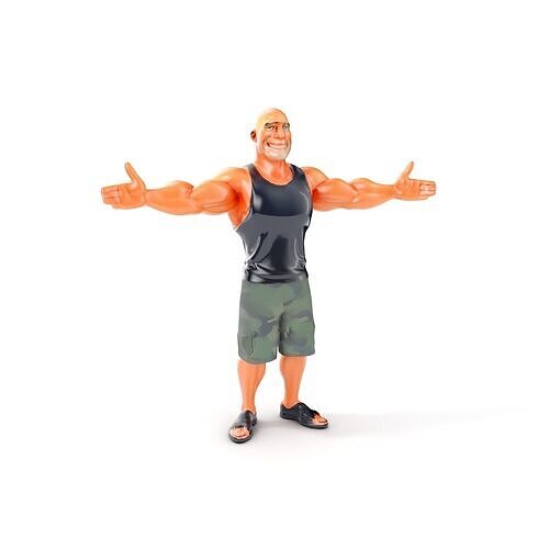 Muscular Warrior Rigged and Animated in Camouflage Shorts and... Low-poly 3D model