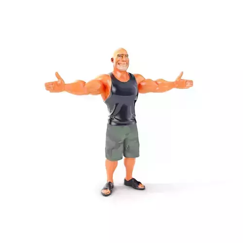 Muscular Warrior Rigged and Animated in Camouflage Shorts and... Low-poly 3D model
