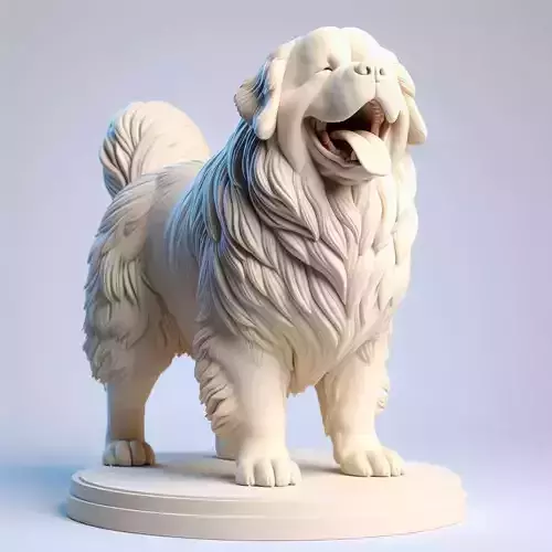 1056Color 3D Model of Laughing Newfoundland Dog