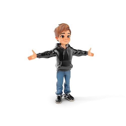 Animated Rigged D Character Model  Casual Teen Boy Low-poly 3D model