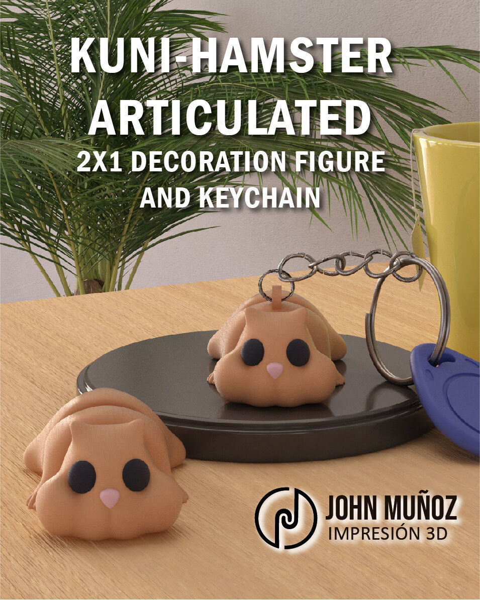 Kuni the Hamster  Articulated Version and Keychain 3D print model_4
