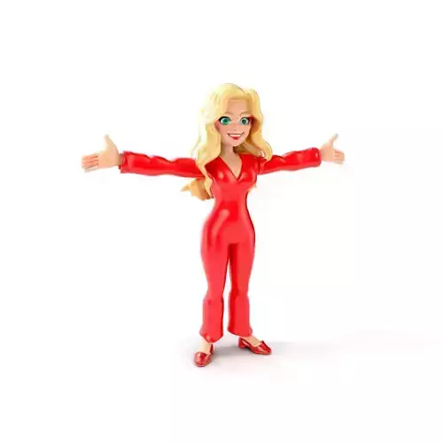 Blonde Female Character in Red Suit Rigged and Animated Low-poly 3D model