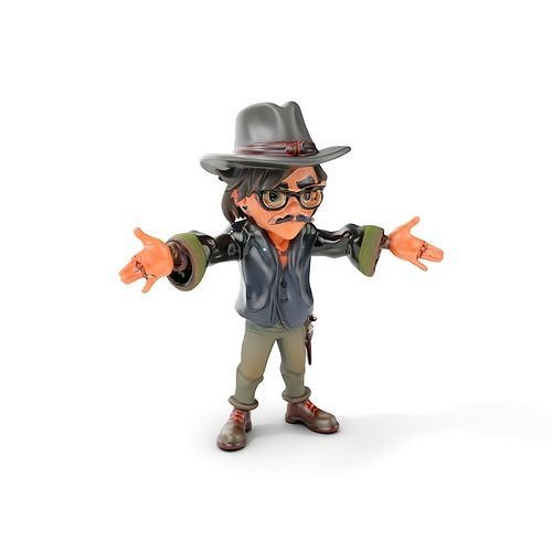 Cartoon Adventurer Character Rigged and Animated D Model Low-poly 3D model