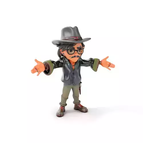 Cartoon Adventurer Character Rigged and Animated D Model Low-poly 3D model