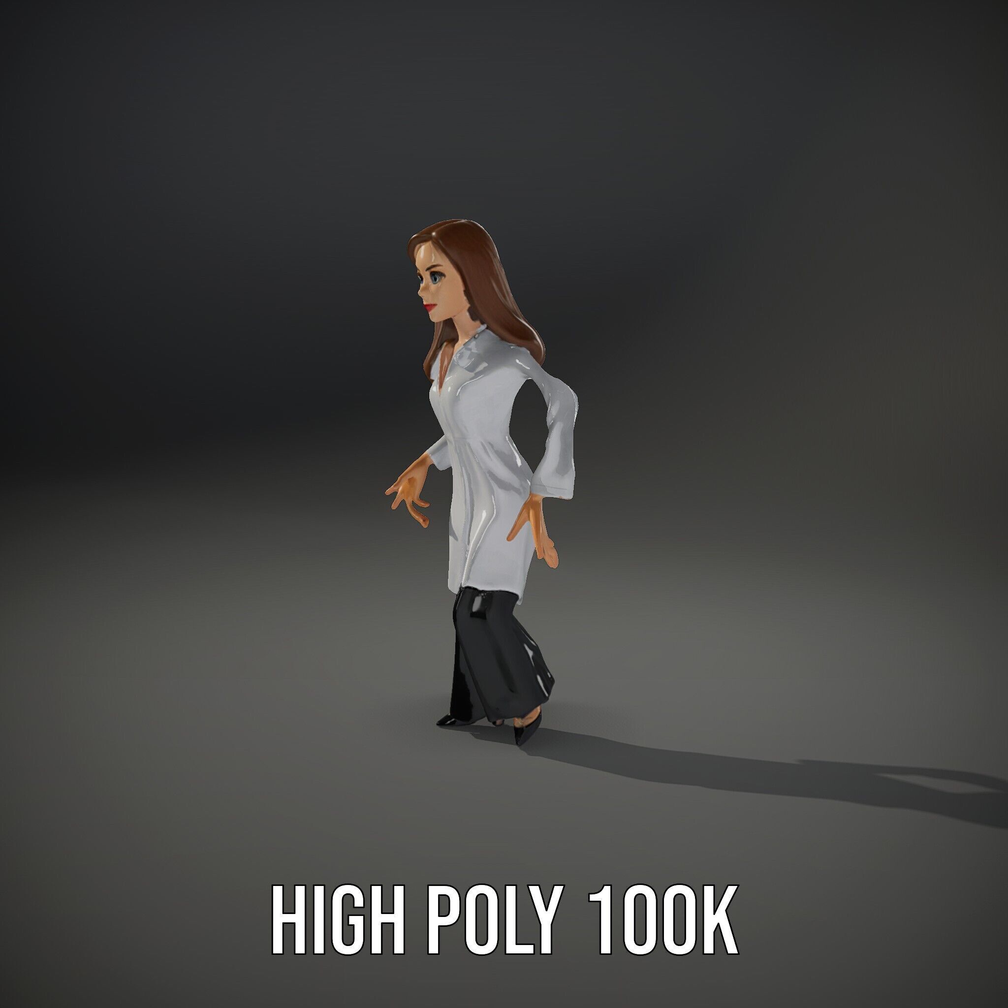 D Female Scientist Character Model Rigged and Animated Low-poly 3D model_30
