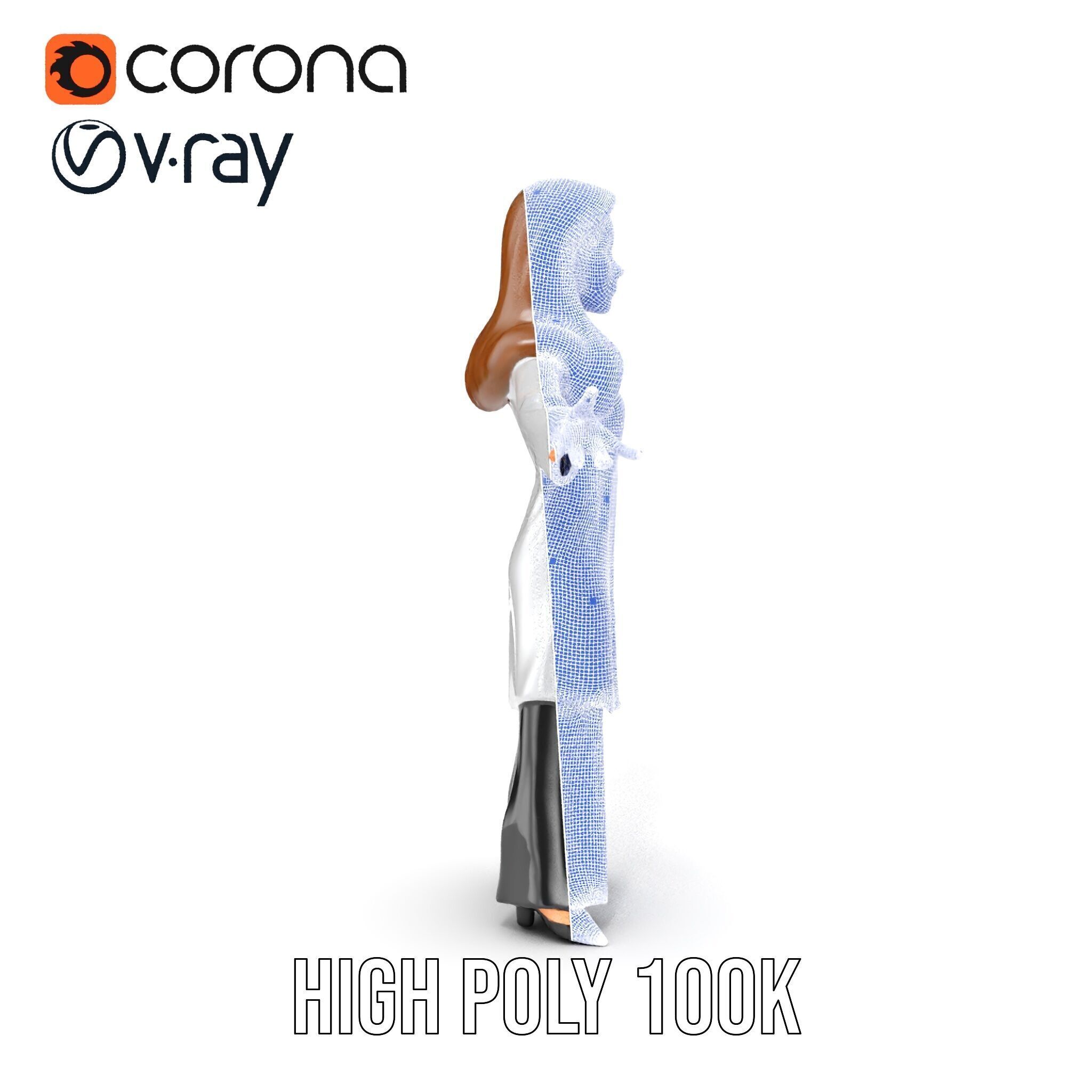 D Female Scientist Character Model Rigged and Animated Low-poly 3D model_37