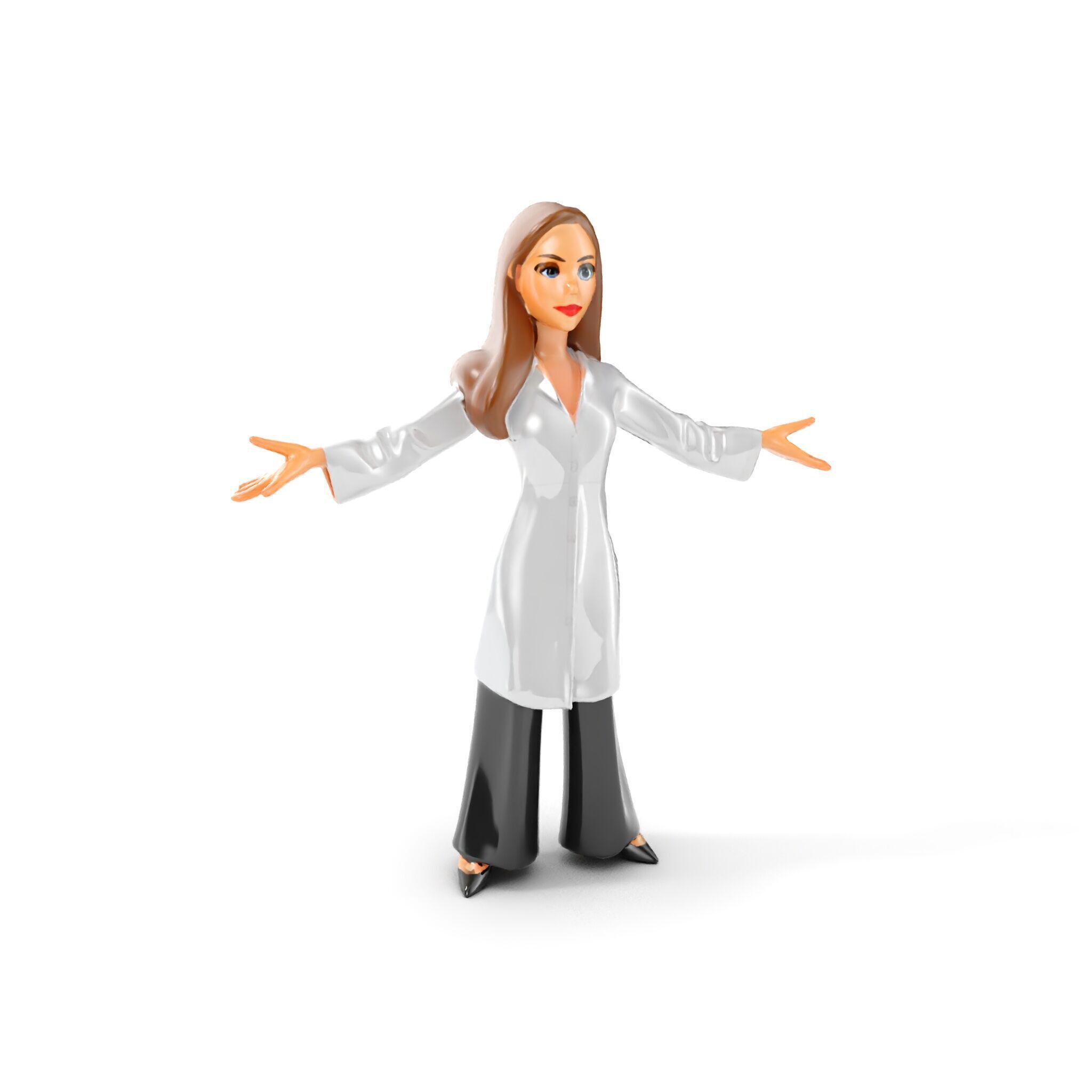 D Female Scientist Character Model Rigged and Animated Low-poly 3D model_11