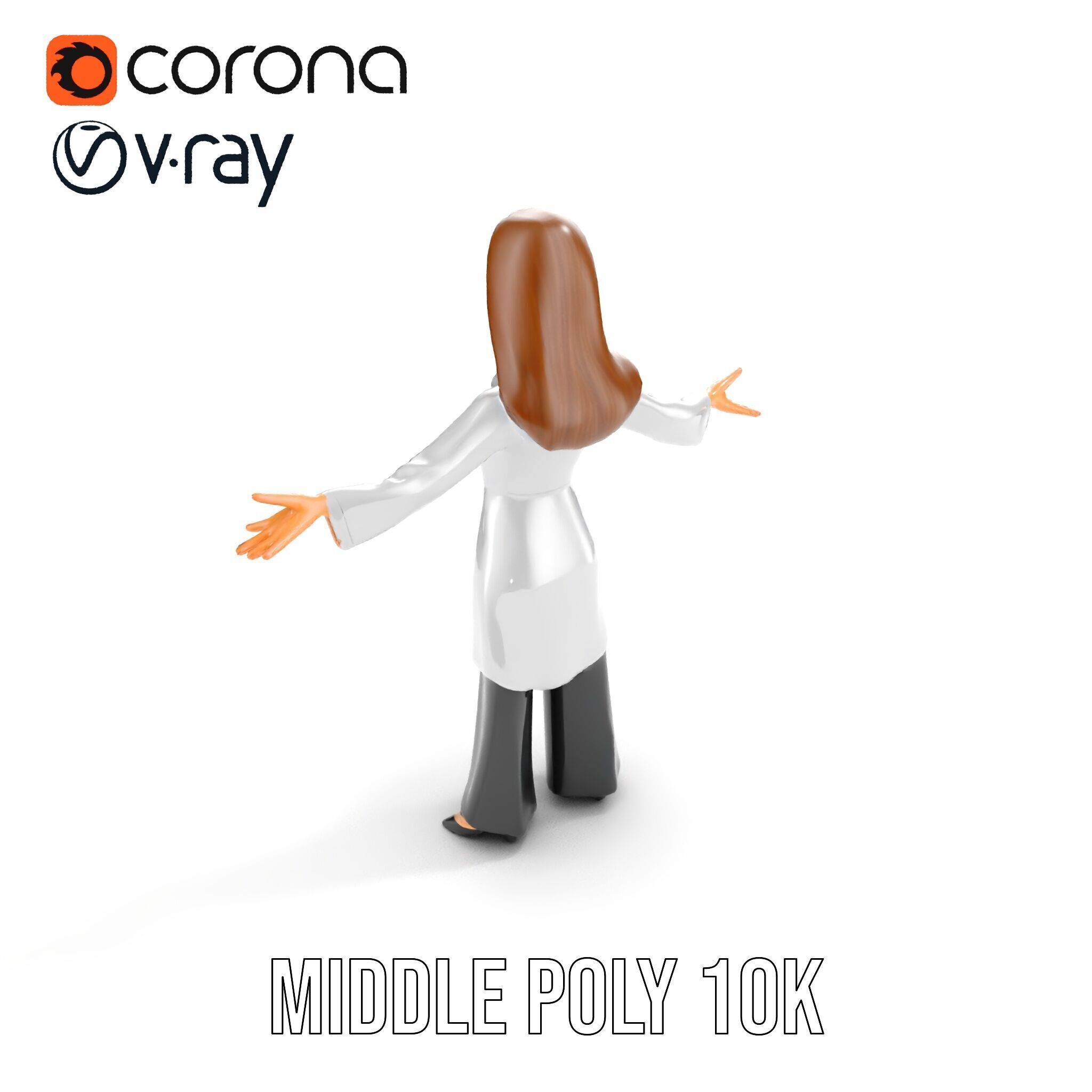 D Female Scientist Character Model Rigged and Animated Low-poly 3D model_13