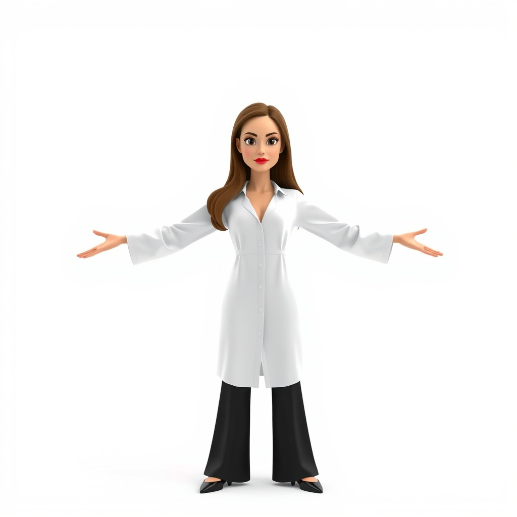 D Female Scientist Character Model Rigged and Animated Low-poly 3D model_3