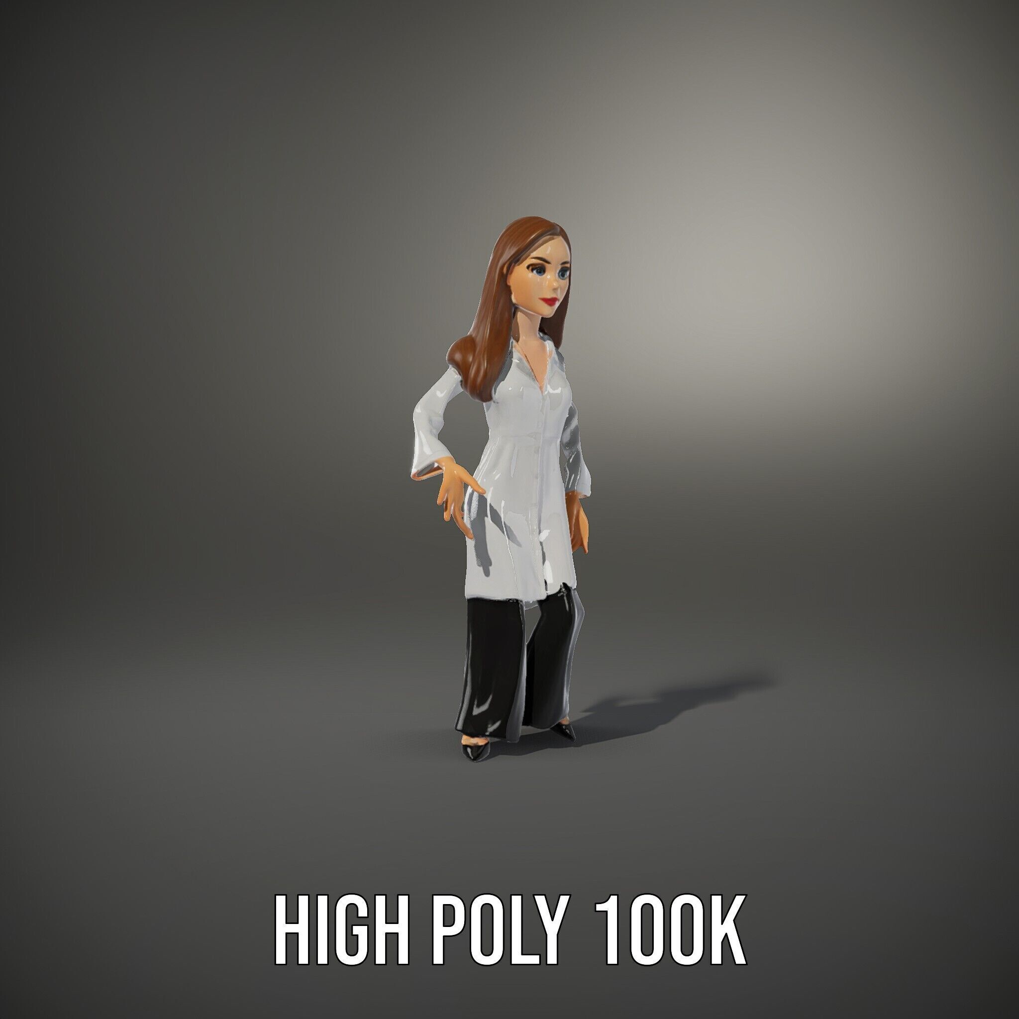 D Female Scientist Character Model Rigged and Animated Low-poly 3D model_33
