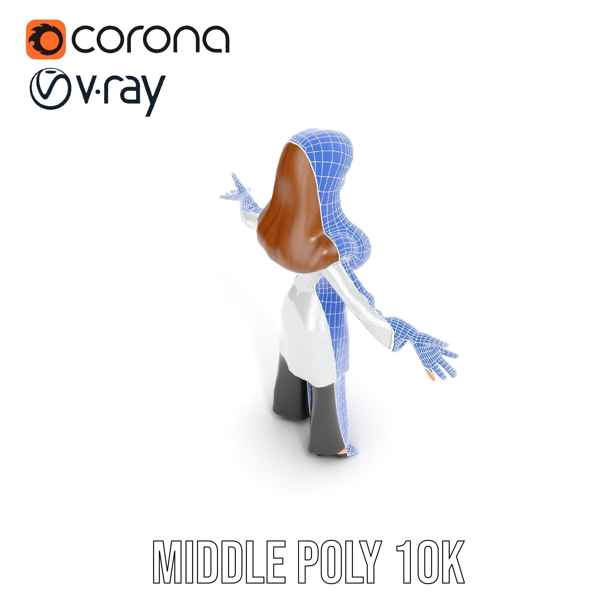 D Female Scientist Character Model Rigged and Animated Low-poly 3D model_31