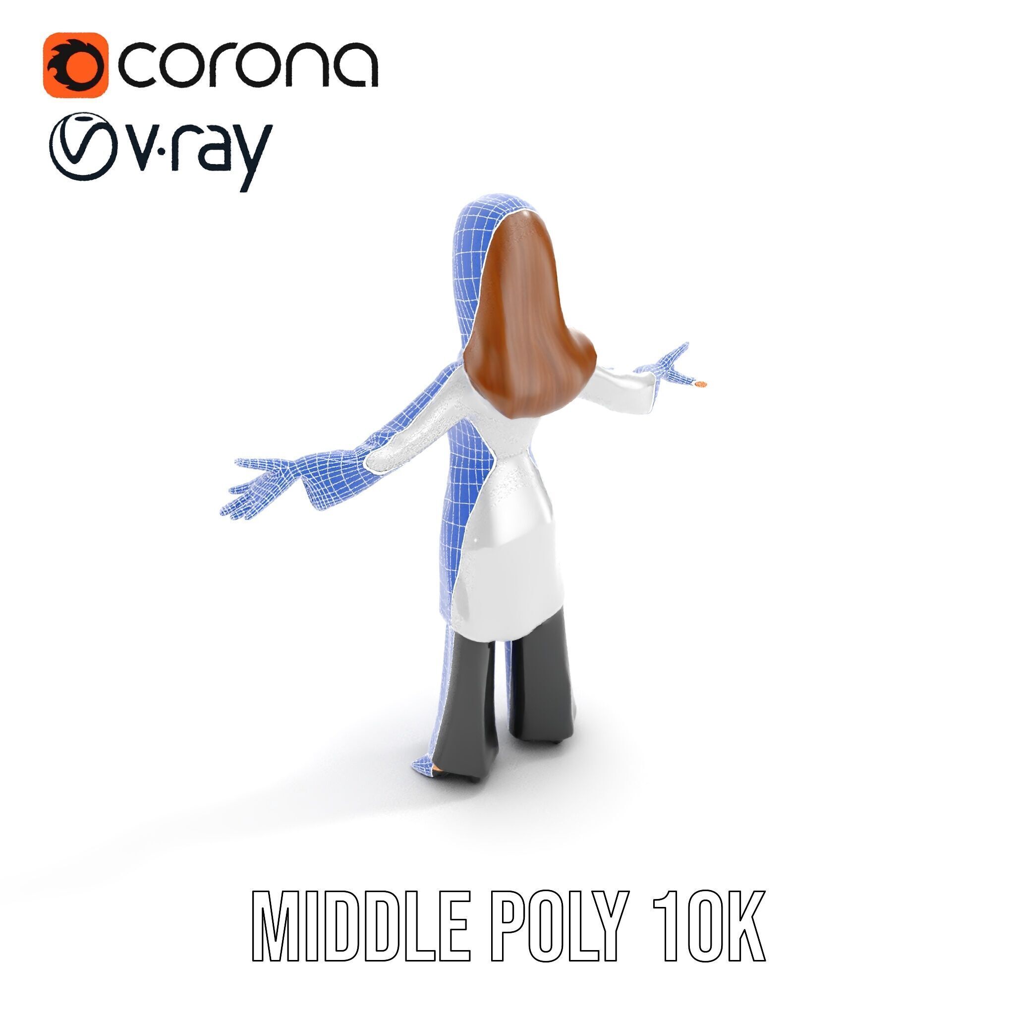 D Female Scientist Character Model Rigged and Animated Low-poly 3D model_28