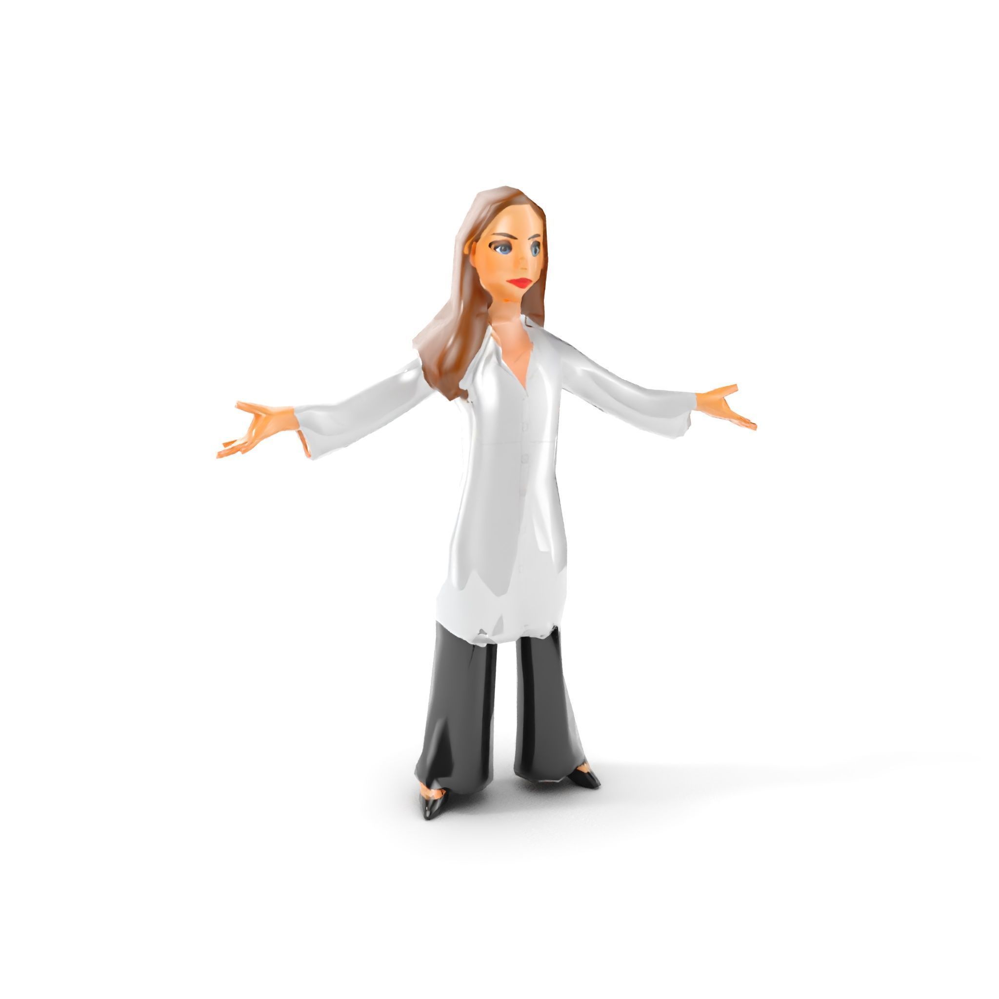 D Female Scientist Character Model Rigged and Animated Low-poly 3D model_14