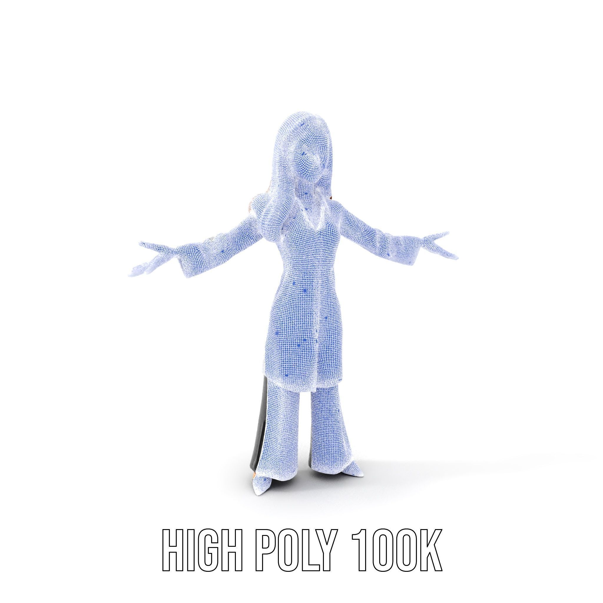 D Female Scientist Character Model Rigged and Animated Low-poly 3D model_5