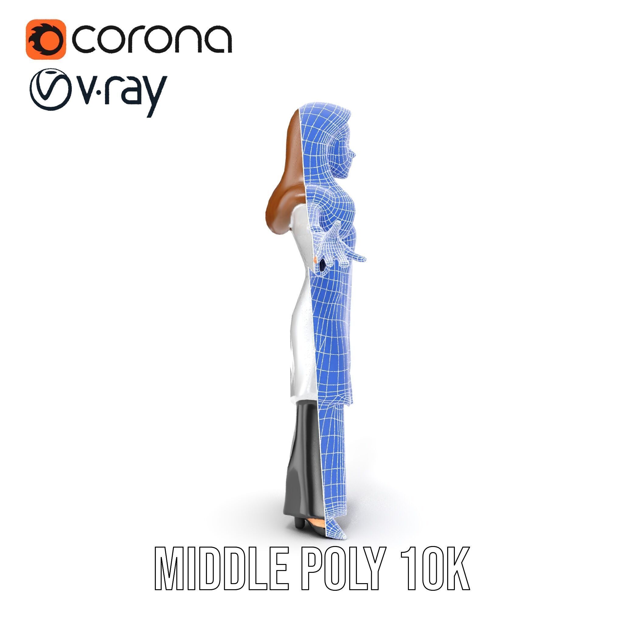 D Female Scientist Character Model Rigged and Animated Low-poly 3D model_35