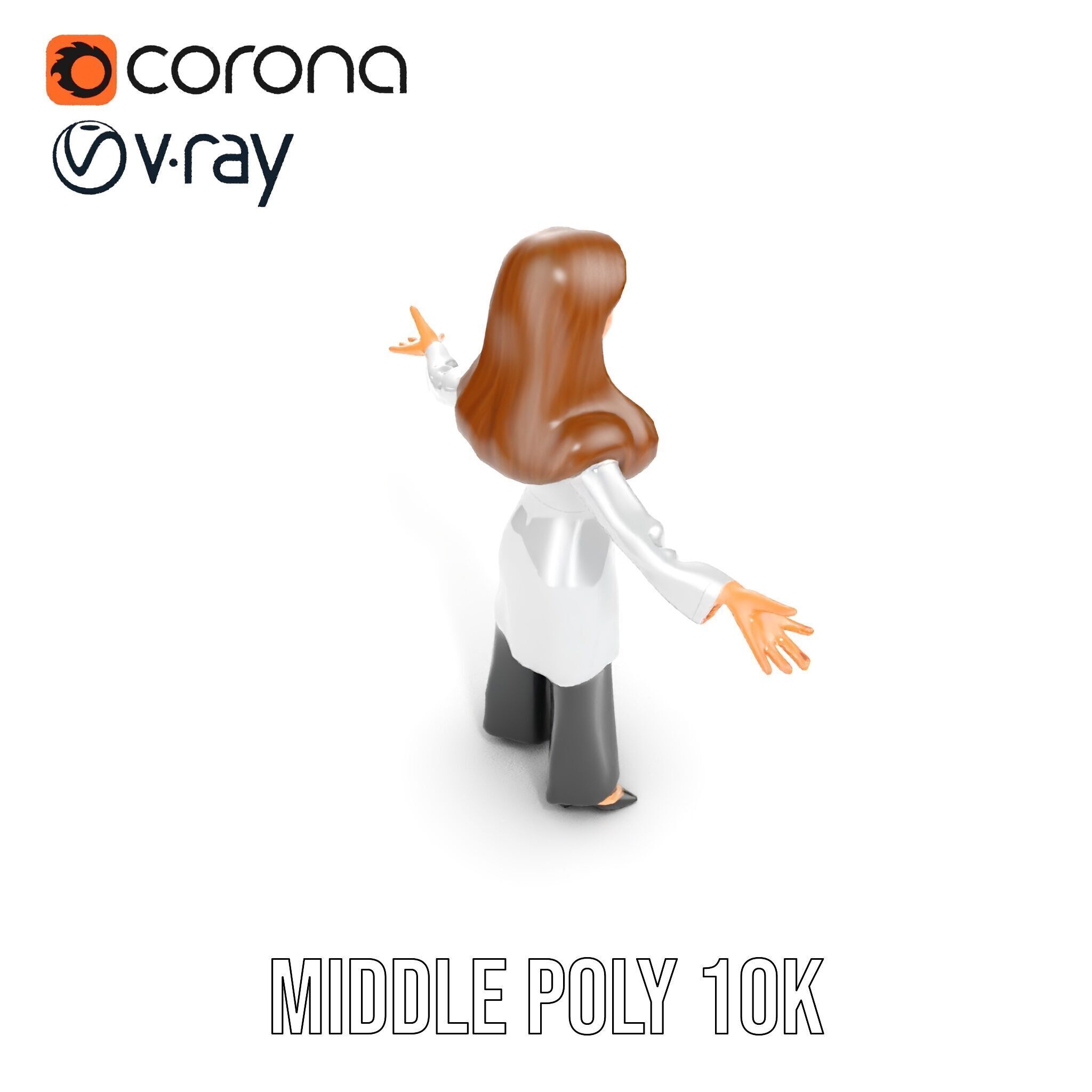 D Female Scientist Character Model Rigged and Animated Low-poly 3D model_25