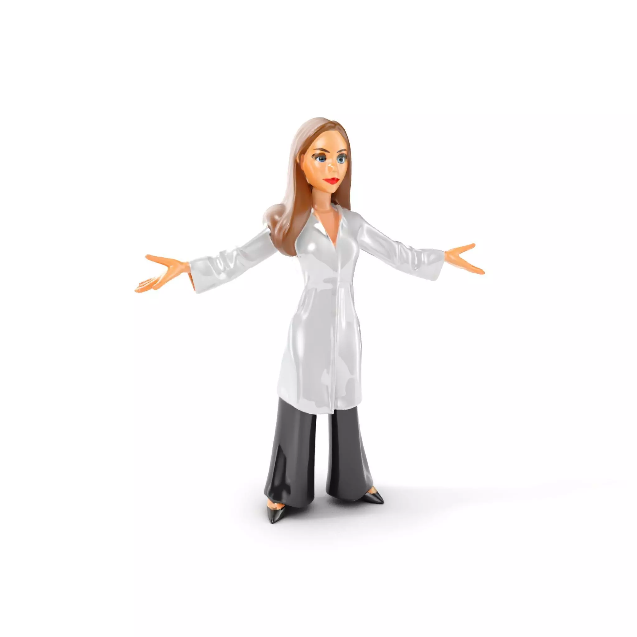 D Female Scientist Character Model Rigged and Animated Low-poly 3D model_0