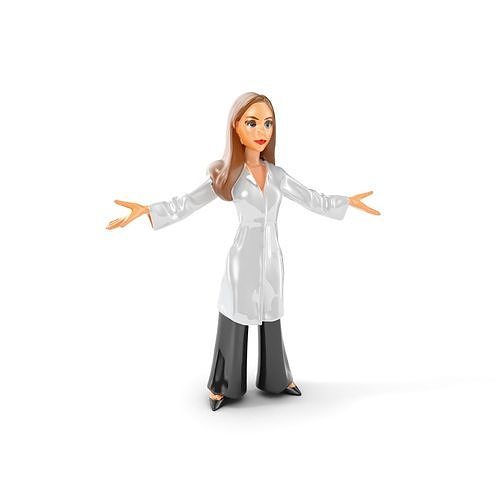 D Female Scientist Character Model Rigged and Animated Low-poly 3D model