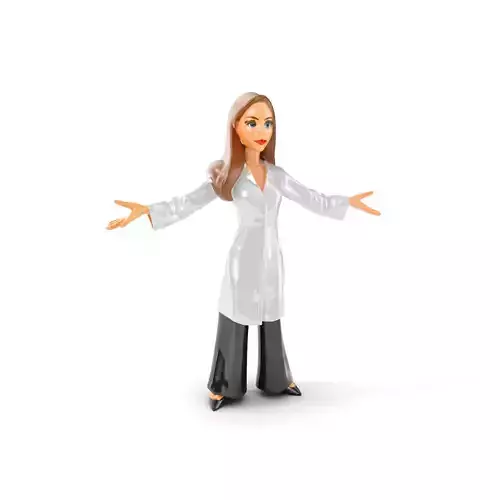 D Female Scientist Character Model Rigged and Animated Low-poly 3D model