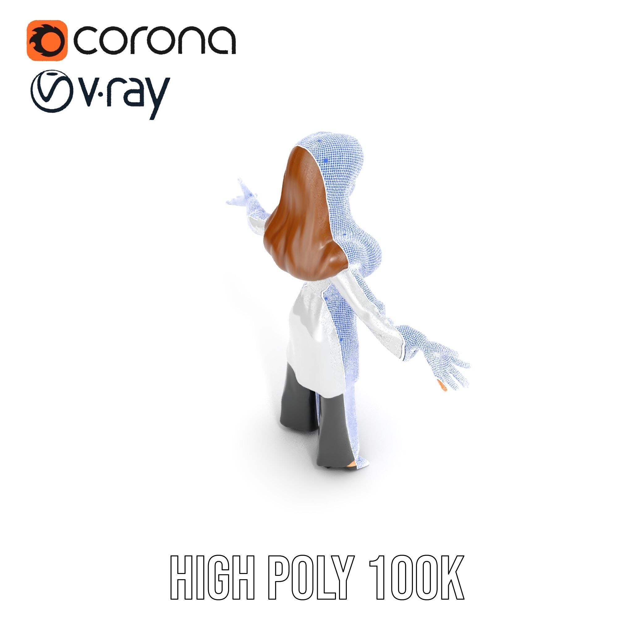 D Female Scientist Character Model Rigged and Animated Low-poly 3D model_18