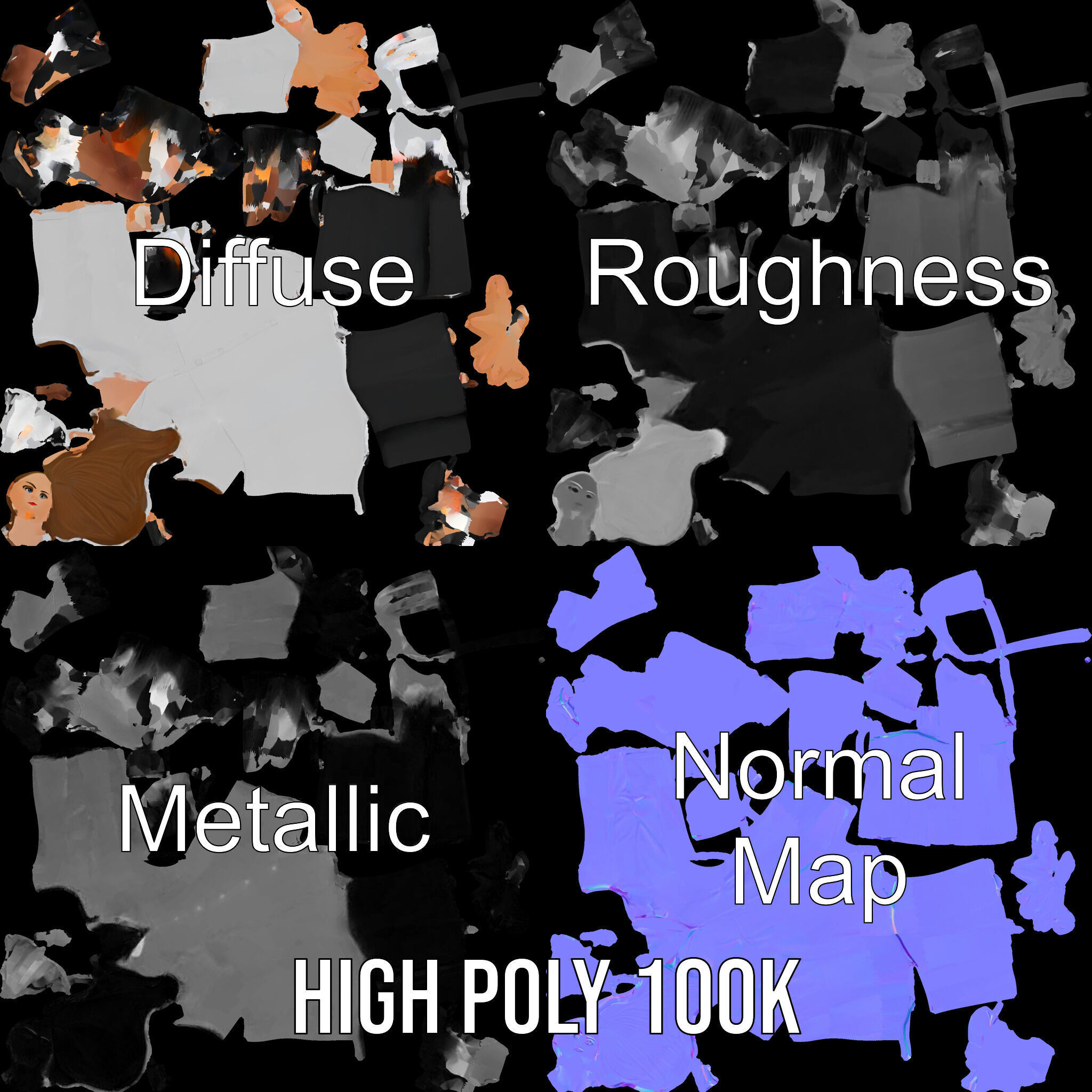 D Female Scientist Character Model Rigged and Animated Low-poly 3D model_4