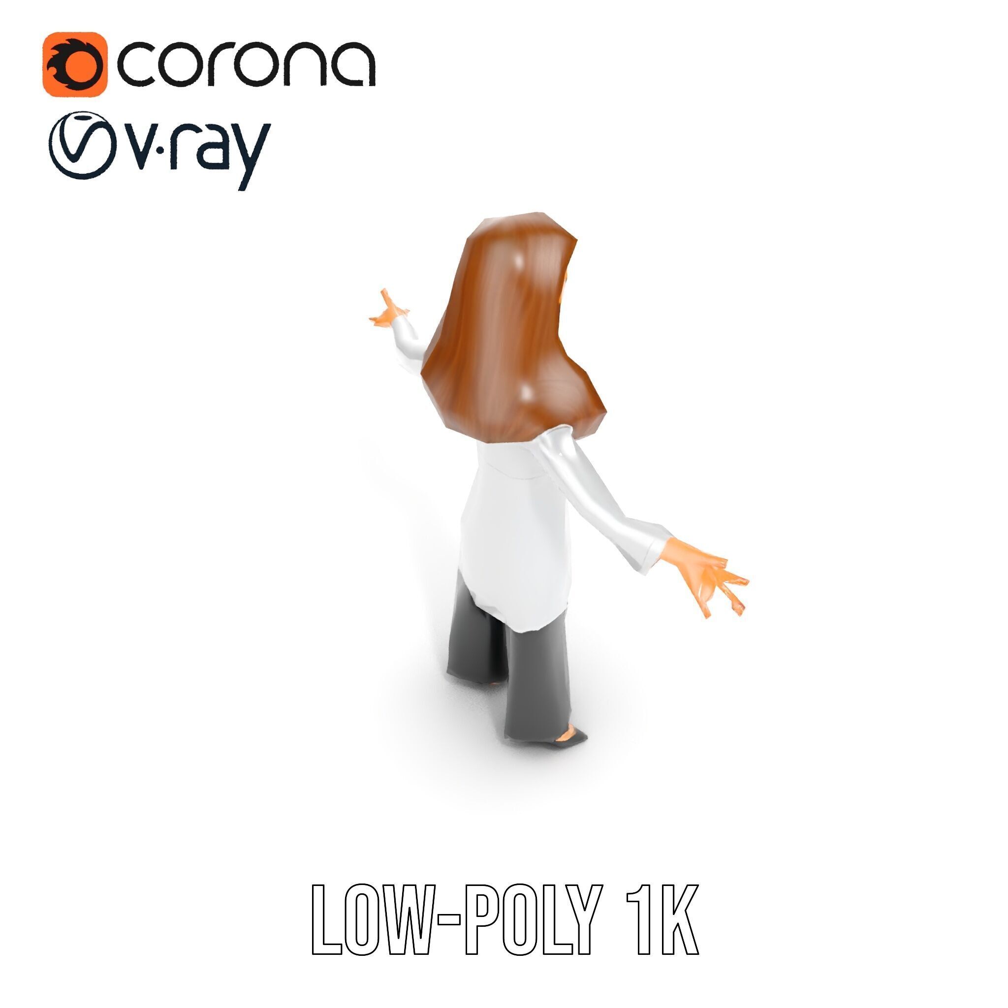 D Female Scientist Character Model Rigged and Animated Low-poly 3D model_17