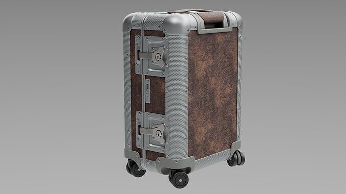 Trolley - Aluminum and Brown Leather - PBR 3D Model Low-poly 3D model