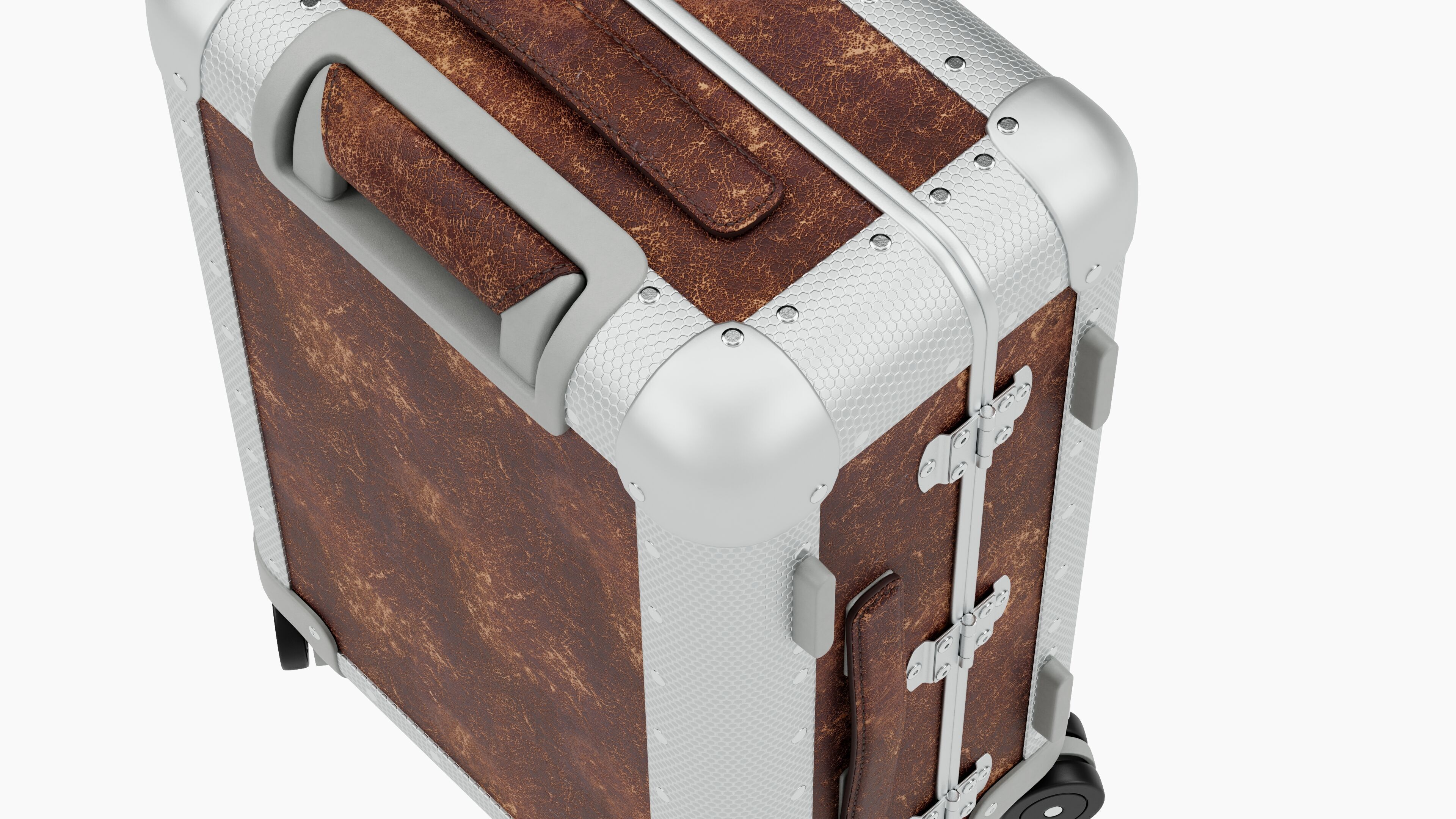 Trolley - Aluminum and Brown Leather - PBR 3D Model Low-poly 3D model_4