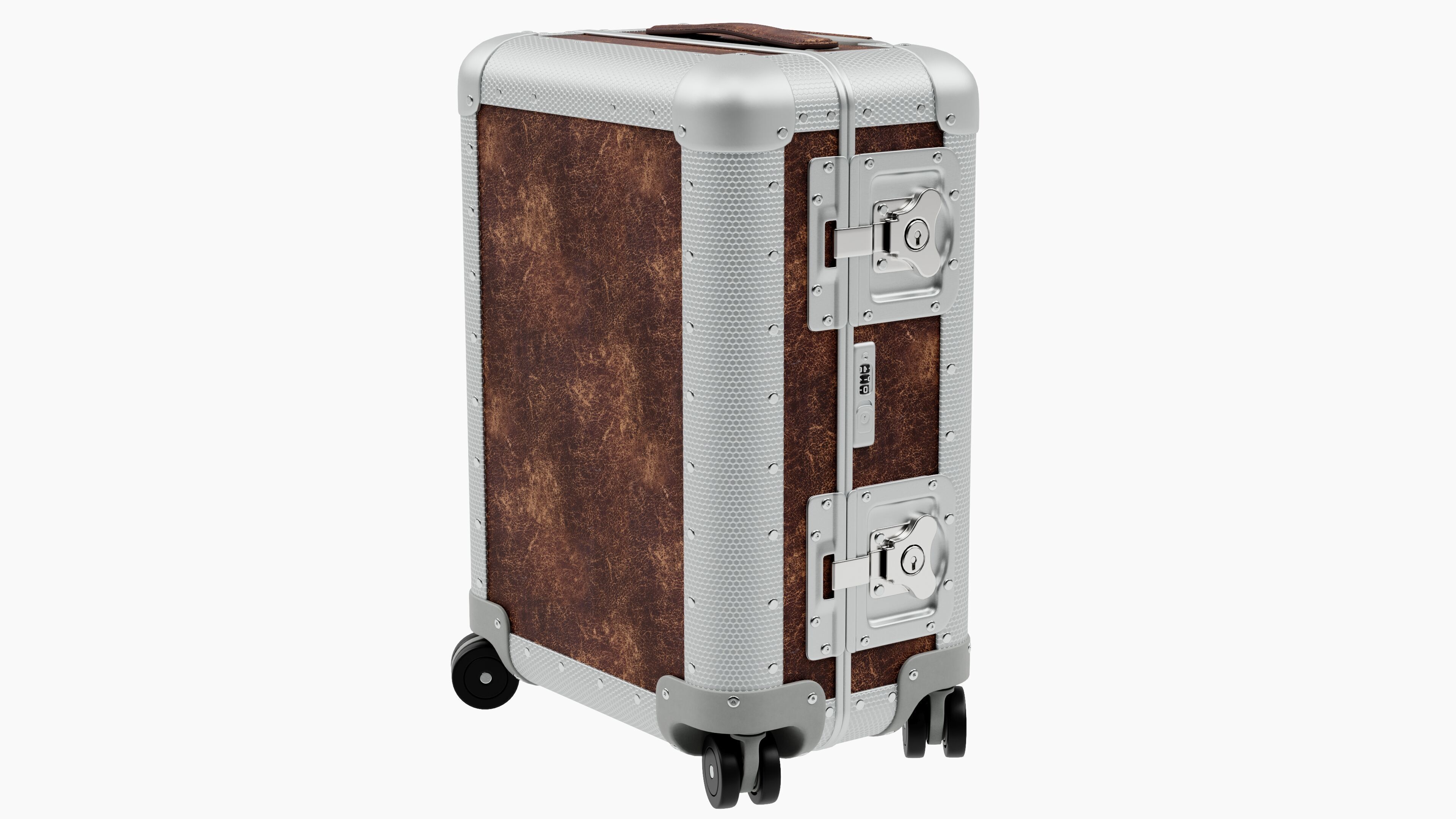 Trolley - Aluminum and Brown Leather - PBR 3D Model Low-poly 3D model_1