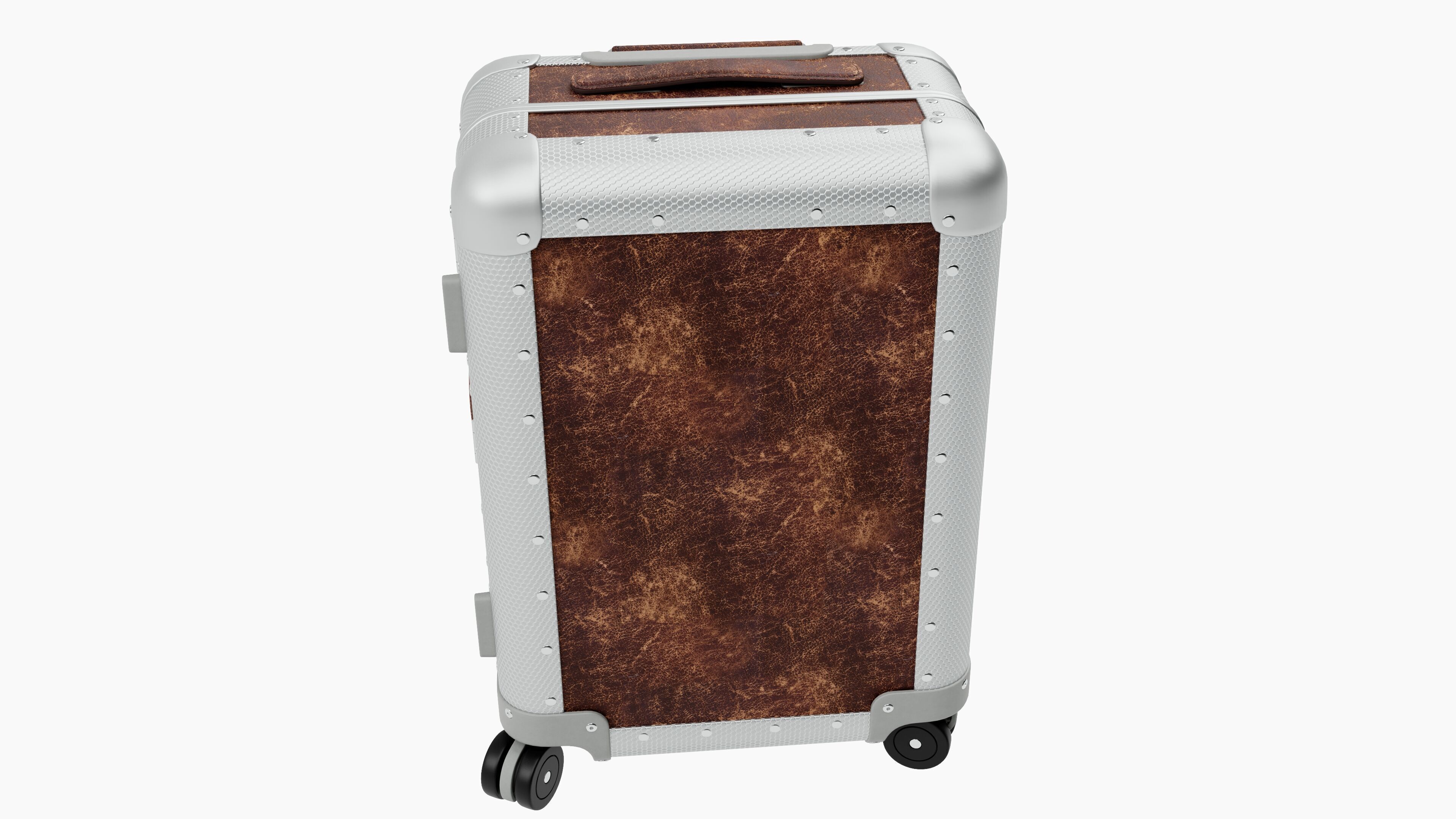 Trolley - Aluminum and Brown Leather - PBR 3D Model Low-poly 3D model_2