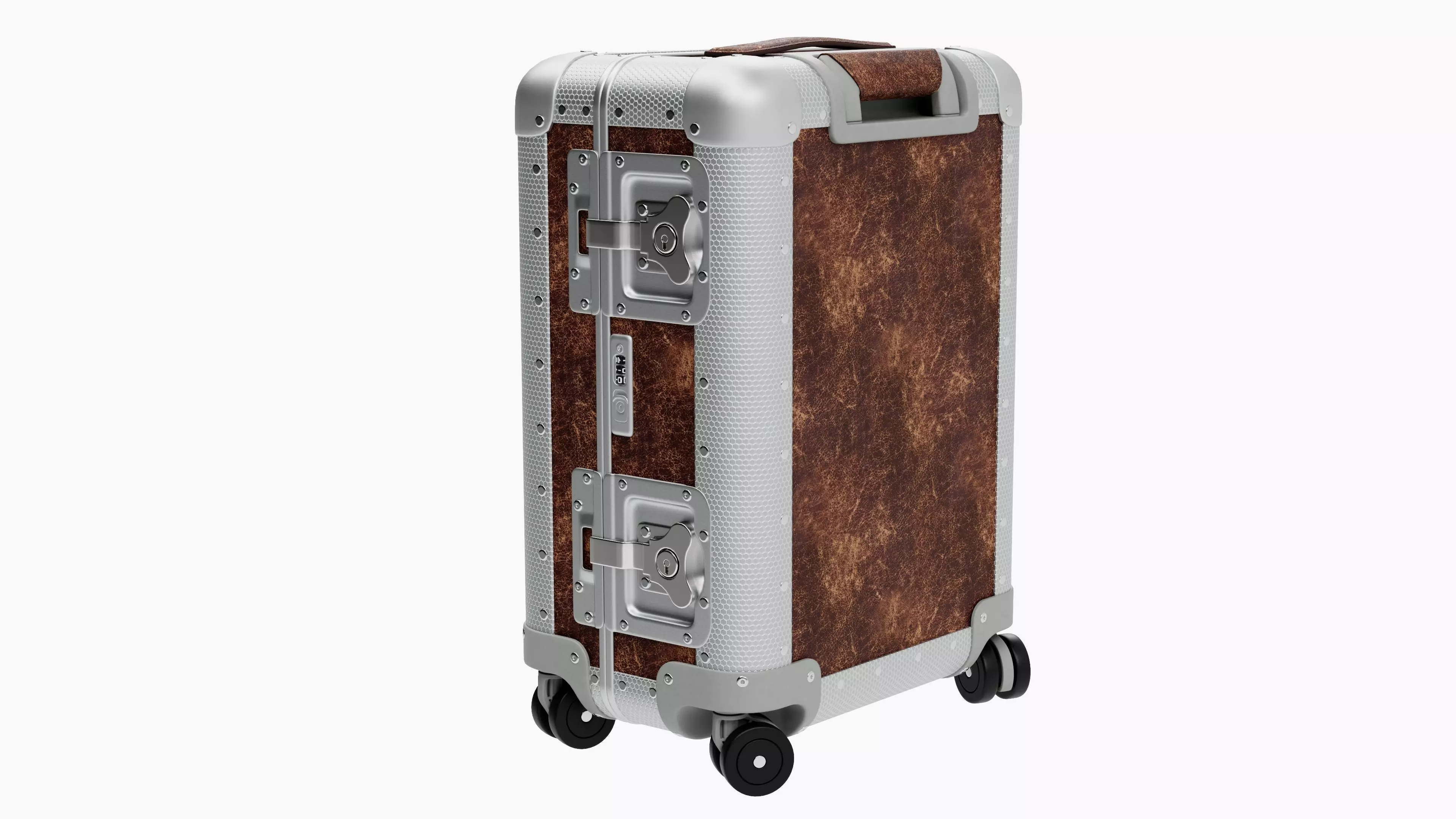 Trolley - Aluminum and Brown Leather - PBR 3D Model Low-poly 3D model_0