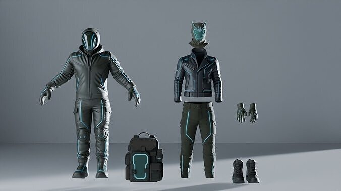 Cyberpunk Outfit Modular Kit GameReady include free character 3D model