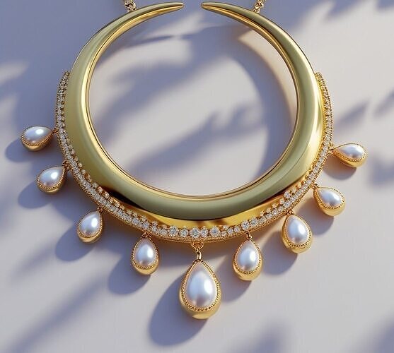 Luna Aurelia  Crescent Pearl Necklace 3D print model