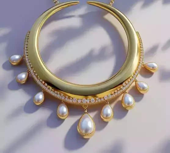 Luna Aurelia  Crescent Pearl Necklace