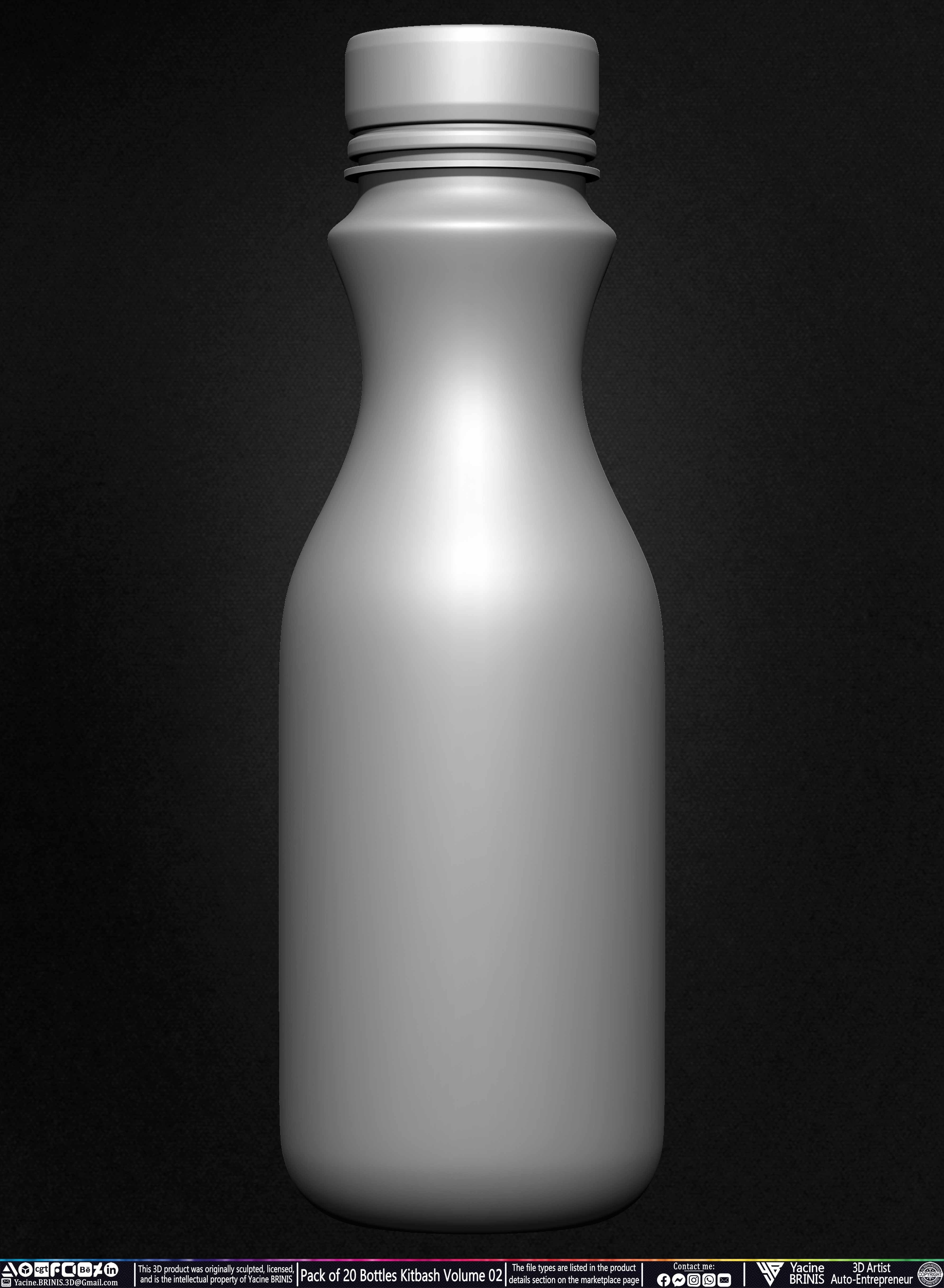 Pack of 20 Bottles Kitbash Volume 02 Low-poly 3D model_22