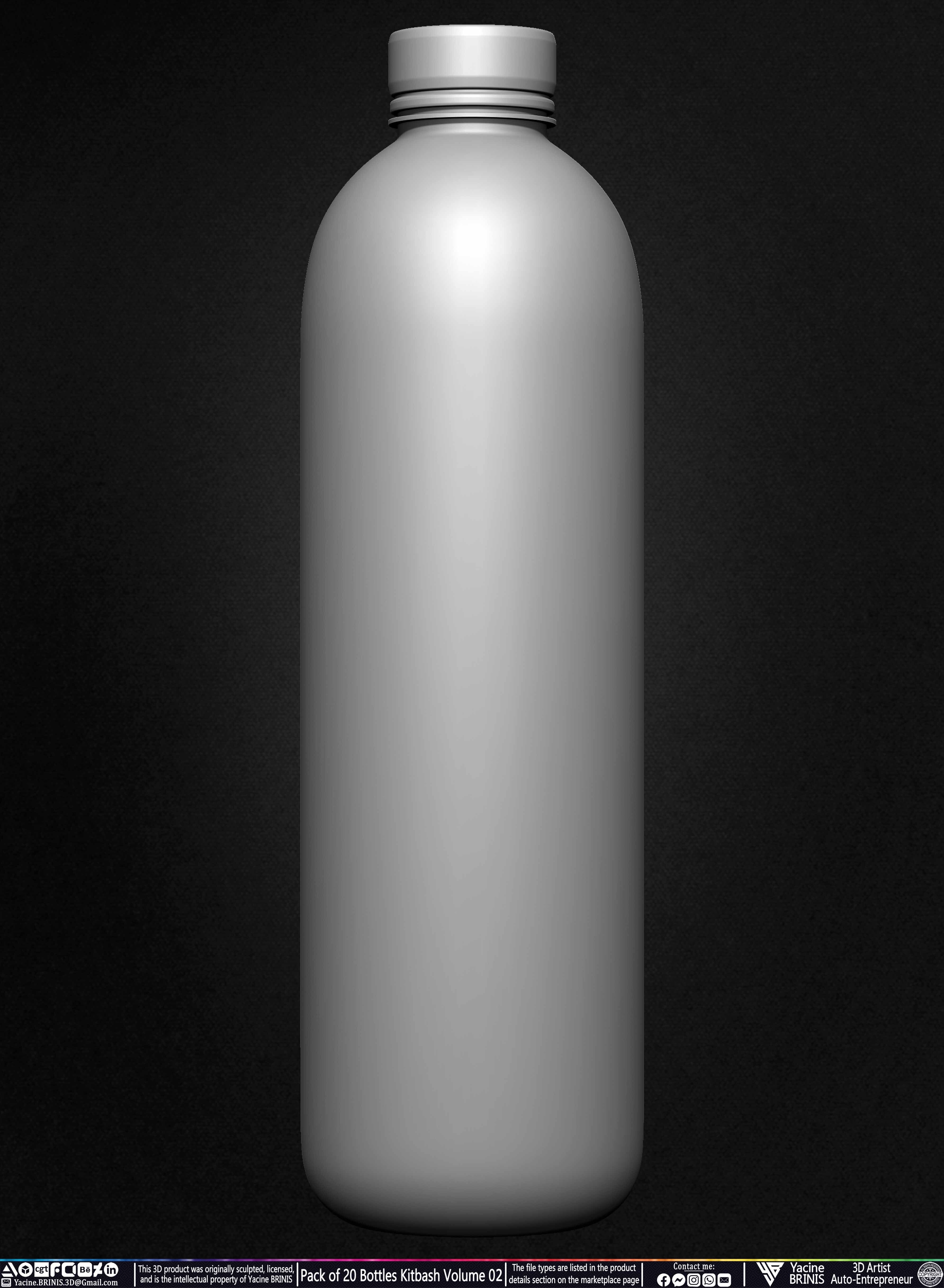 Pack of 20 Bottles Kitbash Volume 02 Low-poly 3D model_19