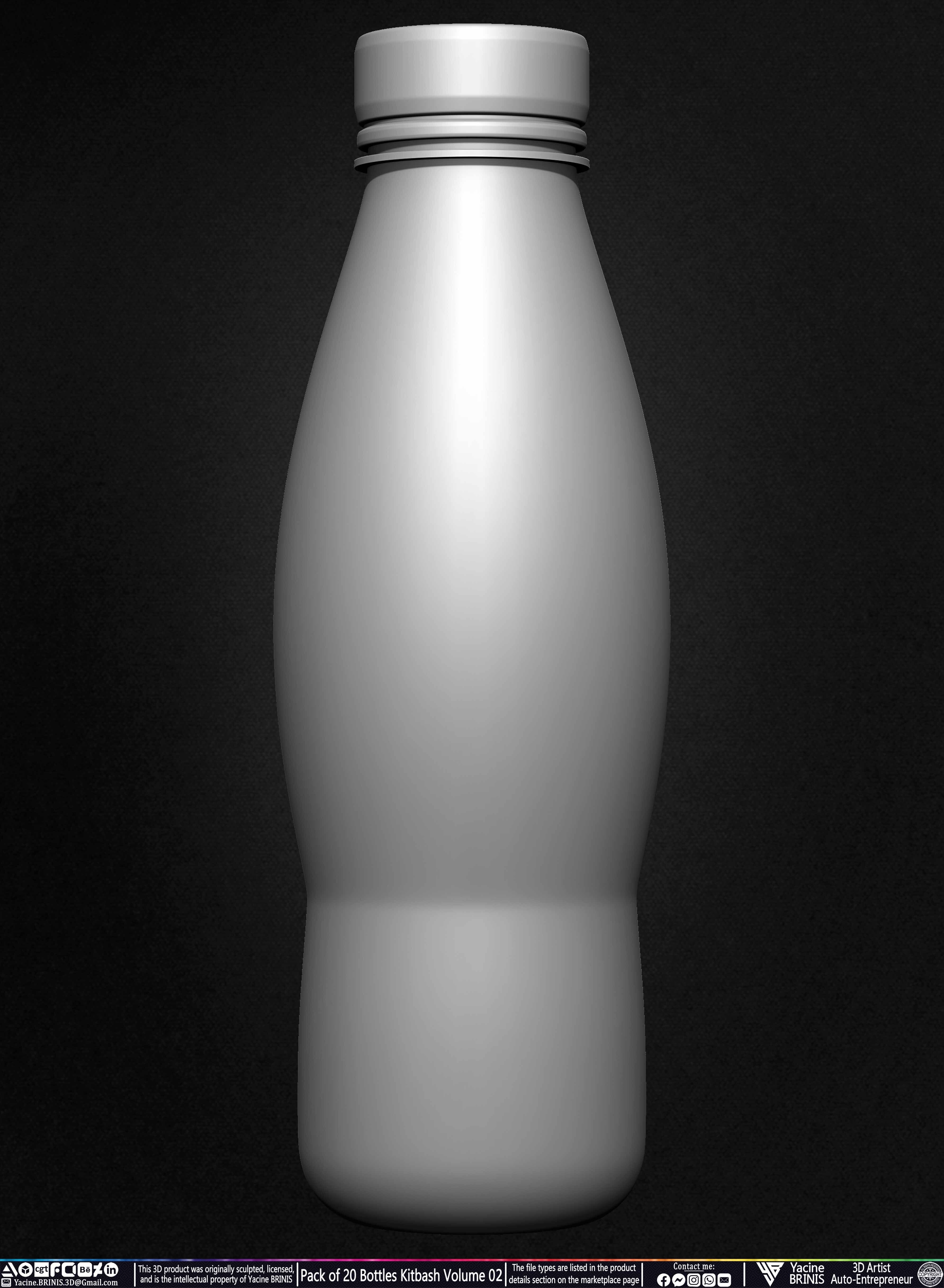 Pack of 20 Bottles Kitbash Volume 02 Low-poly 3D model_13