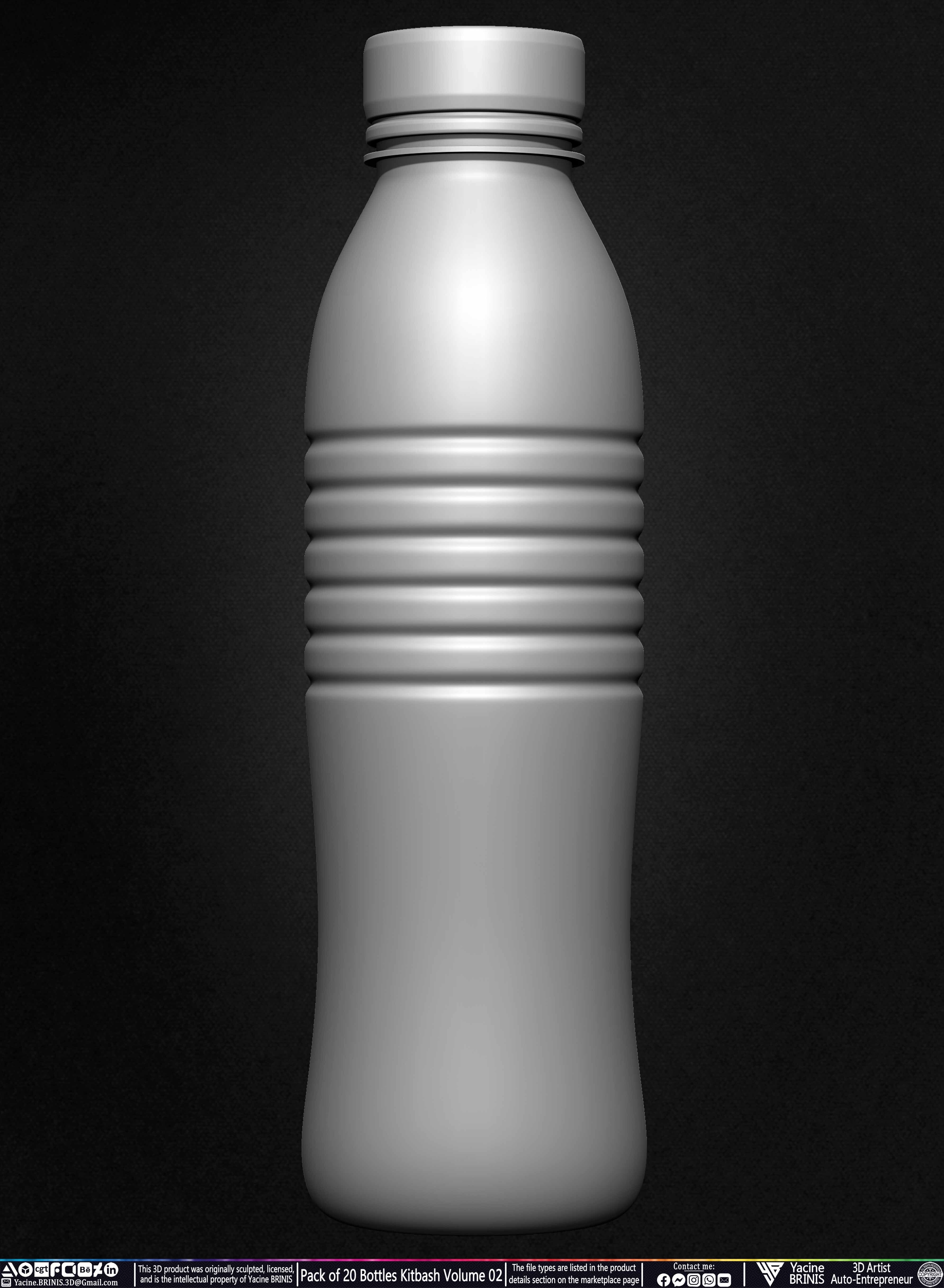 Pack of 20 Bottles Kitbash Volume 02 Low-poly 3D model_12